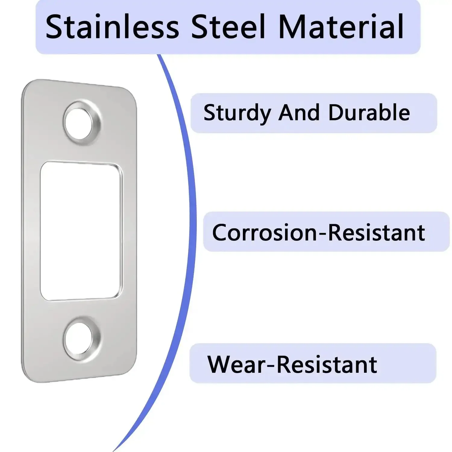 Stainless Steel Round Corner Deadbolt Strike Plate, 1 Inch By 2.25 Inch, 2 Pack With Screws, Heavy Duty Door Backplate For Home Improvement, Built To Last Security Latch Plate, Easy Install For Modern Front Doors - Image 5