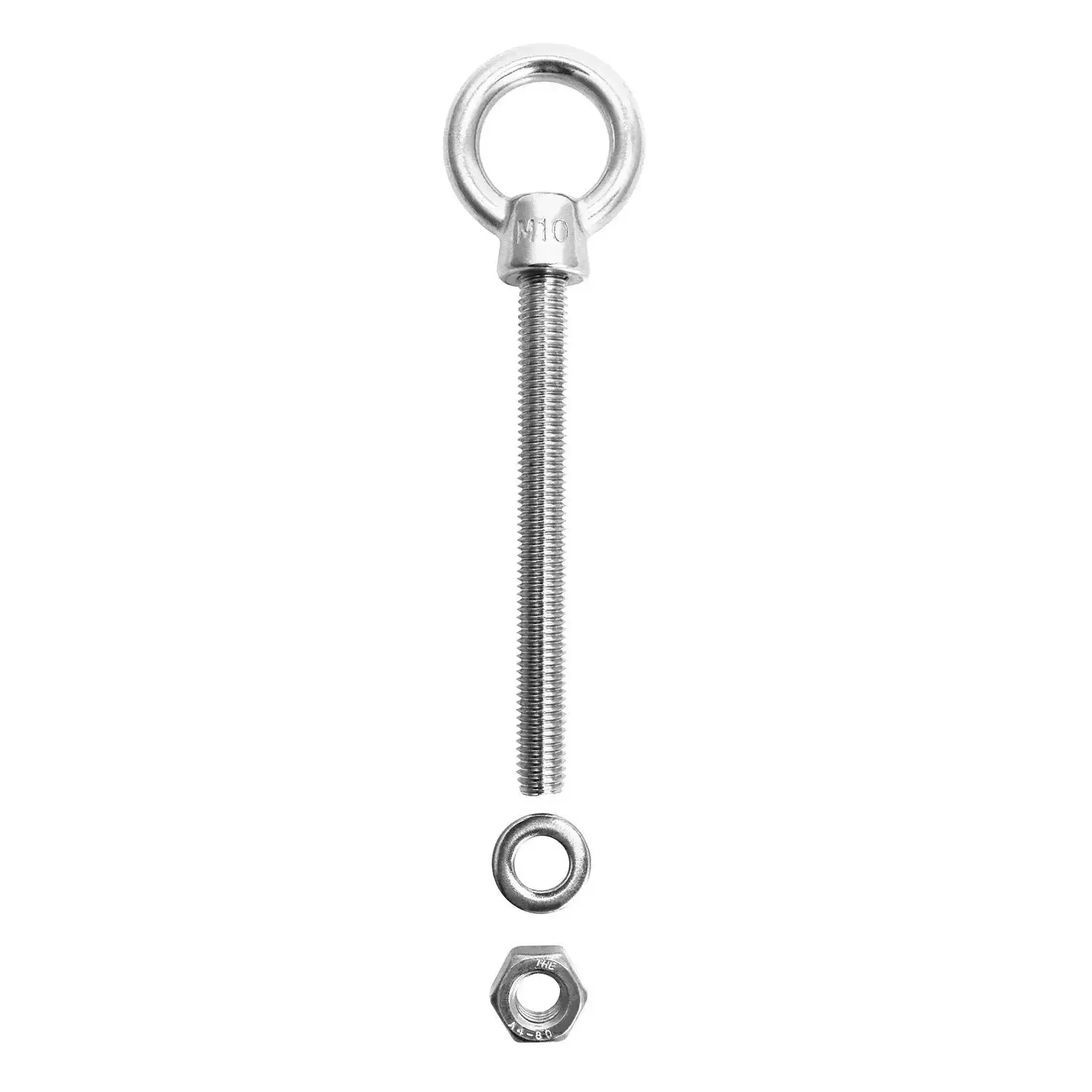 Stainless Steel Shoulder Eye Bolts 3 Eighths by 4 Inches 304 Marine Grade, Set of 5, Threaded Eyebolts With Nuts, Heavy Duty Rigging Hardware for Beams, Hoists, and Marine Projects - Image 5