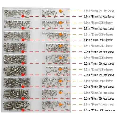 Stainless Steel Silver Micro Screws Set for Glasses and Watches, Metric Tiny Screws M1.2 M1.4 M2.0, Mini Screws Assortment Kit, Eyewear and Timepiece Repair Essentials, Tiny Precision Fasteners for DIY Fixes - Image 8