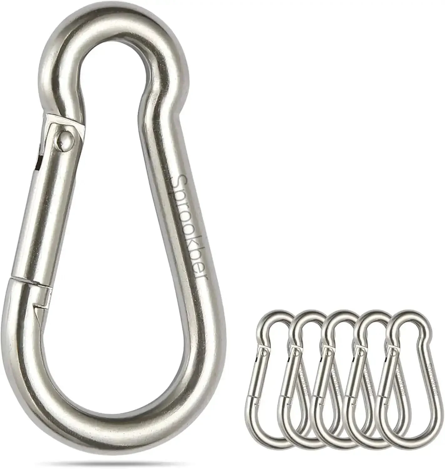 Stainless Steel Spring Snap Hook Carabiner Clips Set Of 6 For Camping Hiking Ropes Keys And Gear With 286 Pound Load Capacity 304 Stainless Steel Durable Quick Connect
