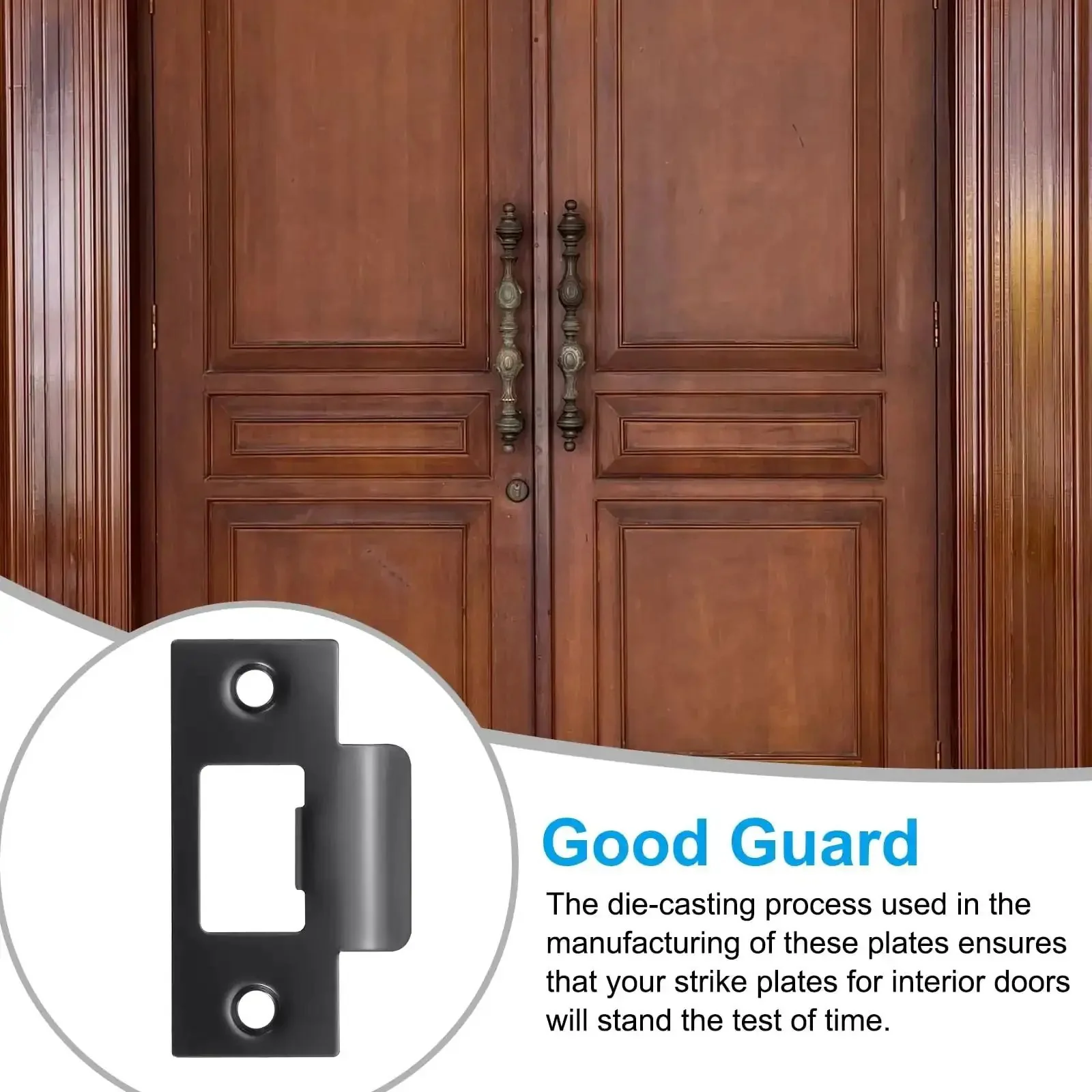 Stainless Steel T Strike Door Strike Plate 2-3/4 Inch Backplate For Interior And Exterior Doors Black Rust Resistant Durable Reinforcement For Deadbolt Lock 70x40mm Large Hole - Image 3