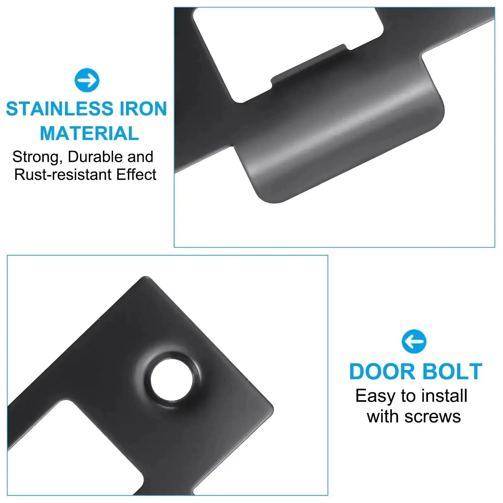 Stainless Steel T Strike Door Strike Plate 2-3/4 Inch Backplate For Interior And Exterior Doors Black Rust Resistant Durable Reinforcement For Deadbolt Lock 70x40mm Large Hole - Image 5