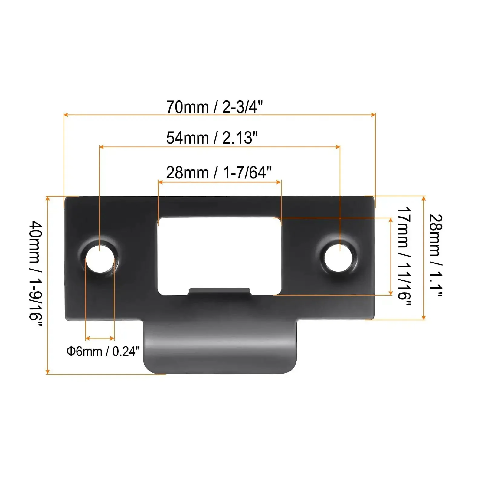 Stainless Steel T Strike Door Strike Plate 2-3/4 Inch Backplate For Interior And Exterior Doors Black Rust Resistant Durable Reinforcement For Deadbolt Lock 70x40mm Large Hole - Image 6