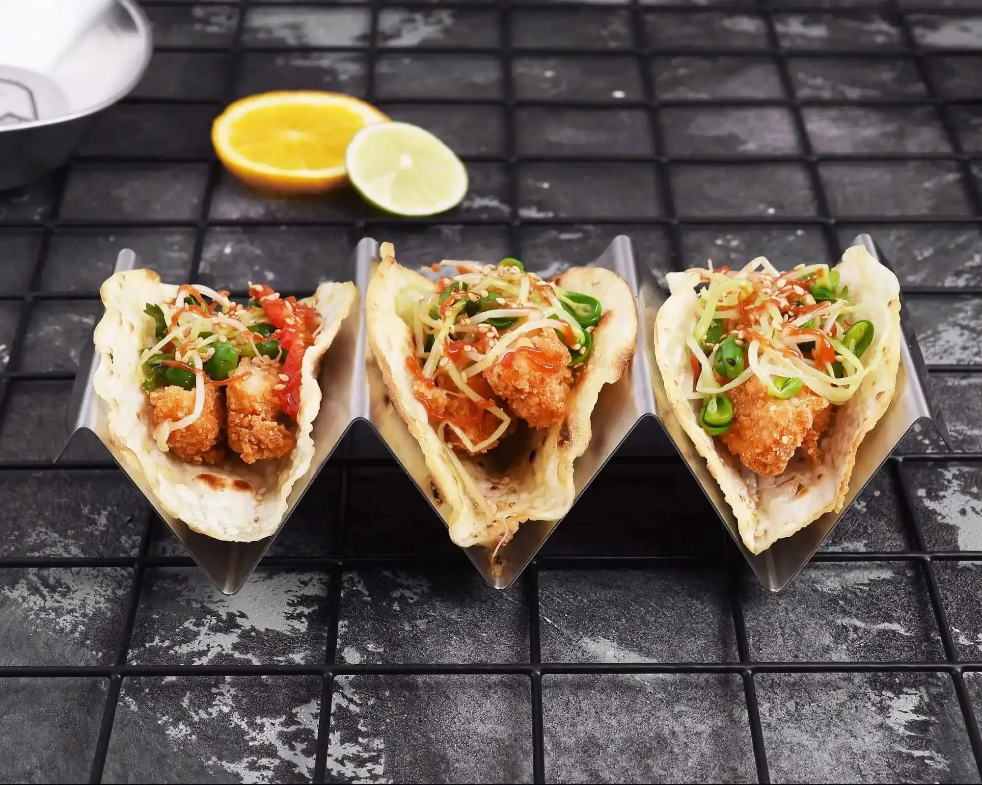 Stainless Steel Taco Holders 4 Pack, Durable Taco Stand Rack Tray Style, Oven Safe for Baking, Dishwasher and Grill Safe, Fits Street Tacos and Large Tortillas for Easy Taco Night - Image 3