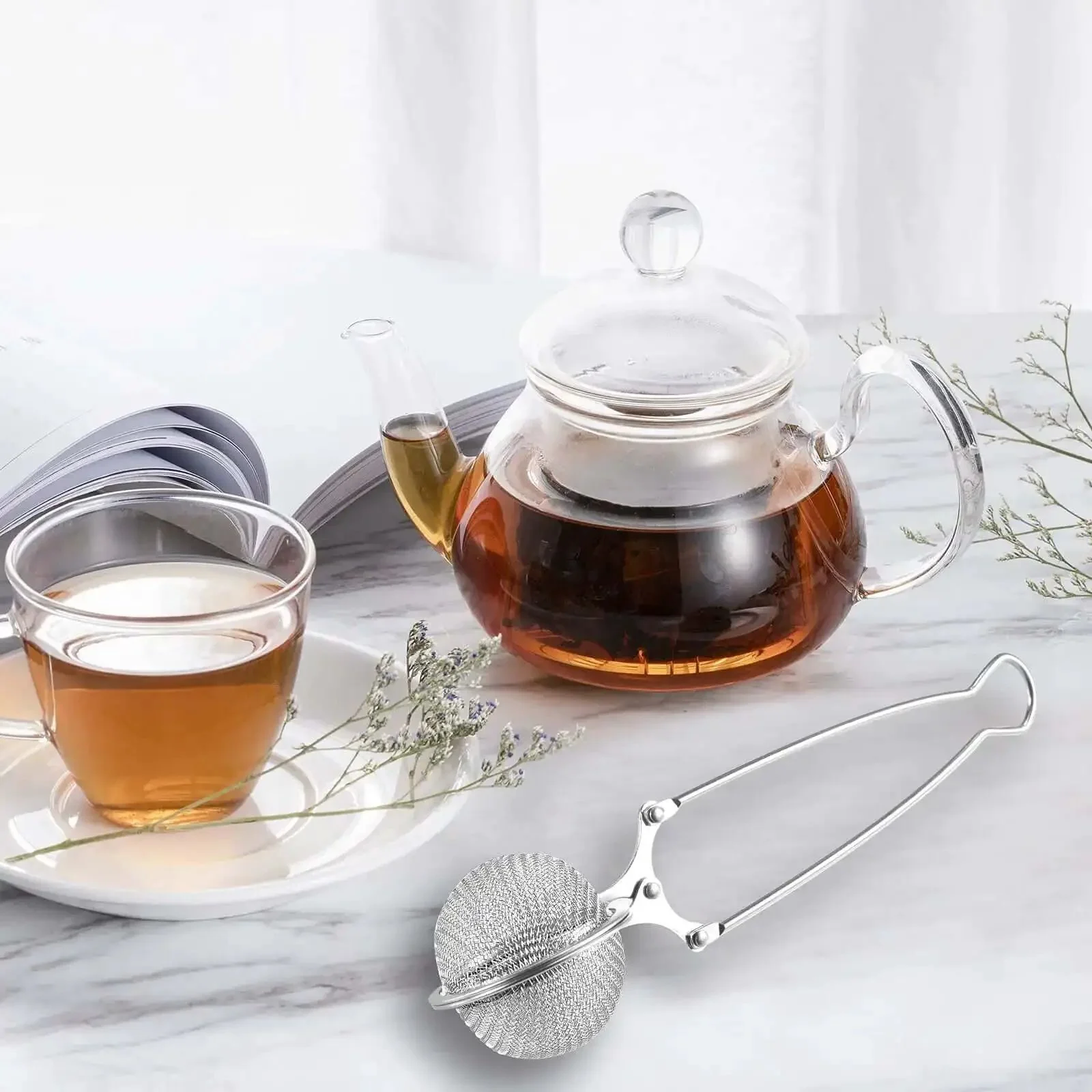 Stainless Steel Tea Infuser Ball Strainer With Handle 3 Pack Ultra Fine Mesh Filter For Loose Leaf Tea Spices And Seasonings Rust Proof Durable Brew Basket For Easy Steeping And Cleanup - Image 2