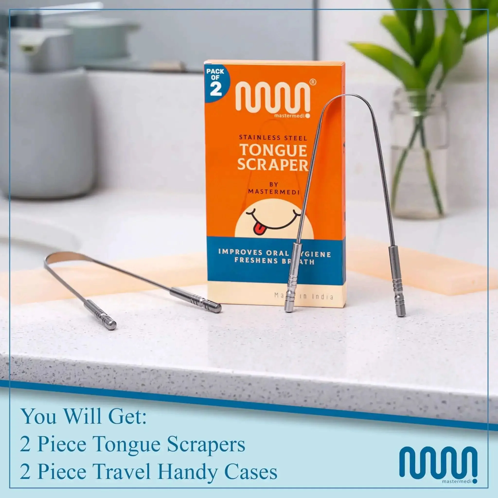 Stainless Steel Tongue Scraper For Adults 2 Pack With Multicolor Travel Case, Easy To Use Tongue Cleaner To Fight Bad Breath And Boost Oral Hygiene, Durable On The Go For Fresh Breath - Image 4