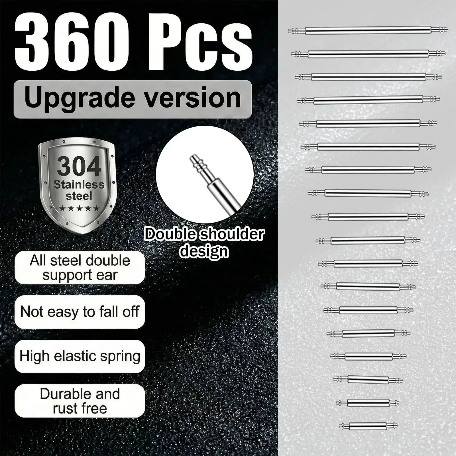 Stainless Steel Watch Band Pins Kit With Link Pin Remover Tool 360 Pcs 18 Sizes Range From 8mm To 25mm Durable Spring Bar Repair Set For Pro Watchmakers And DIYers - Image 5