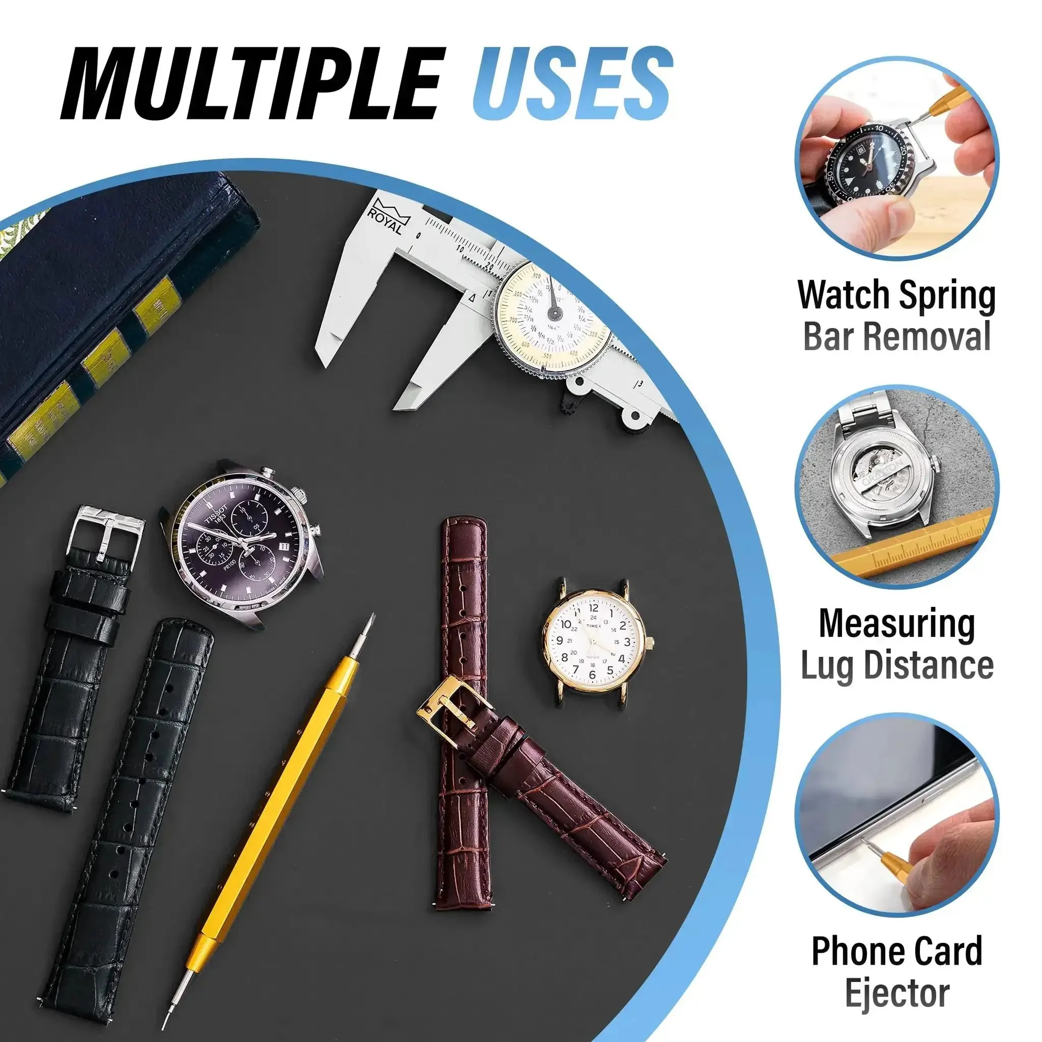Stainless Steel Watch Link Removal Tool Kit With Built In Ruler For Quick Band Sizing Pin Extraction And Link Replacement Durable Precise Easy To Use All In One Pro Grade Watch Band Adjustment Tool - Image 4