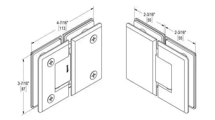 Standard Duty Adjustable 180 Degree Glass To Glass Hinge In Matte Black For 3/8 To 1/2 Inch Doors Up To 32 Inch Wide And 120 Lb, Self Closing Within 25 Degrees, Fits Common Glass Cutouts, Durable Finish No Frills Install - Image 2
