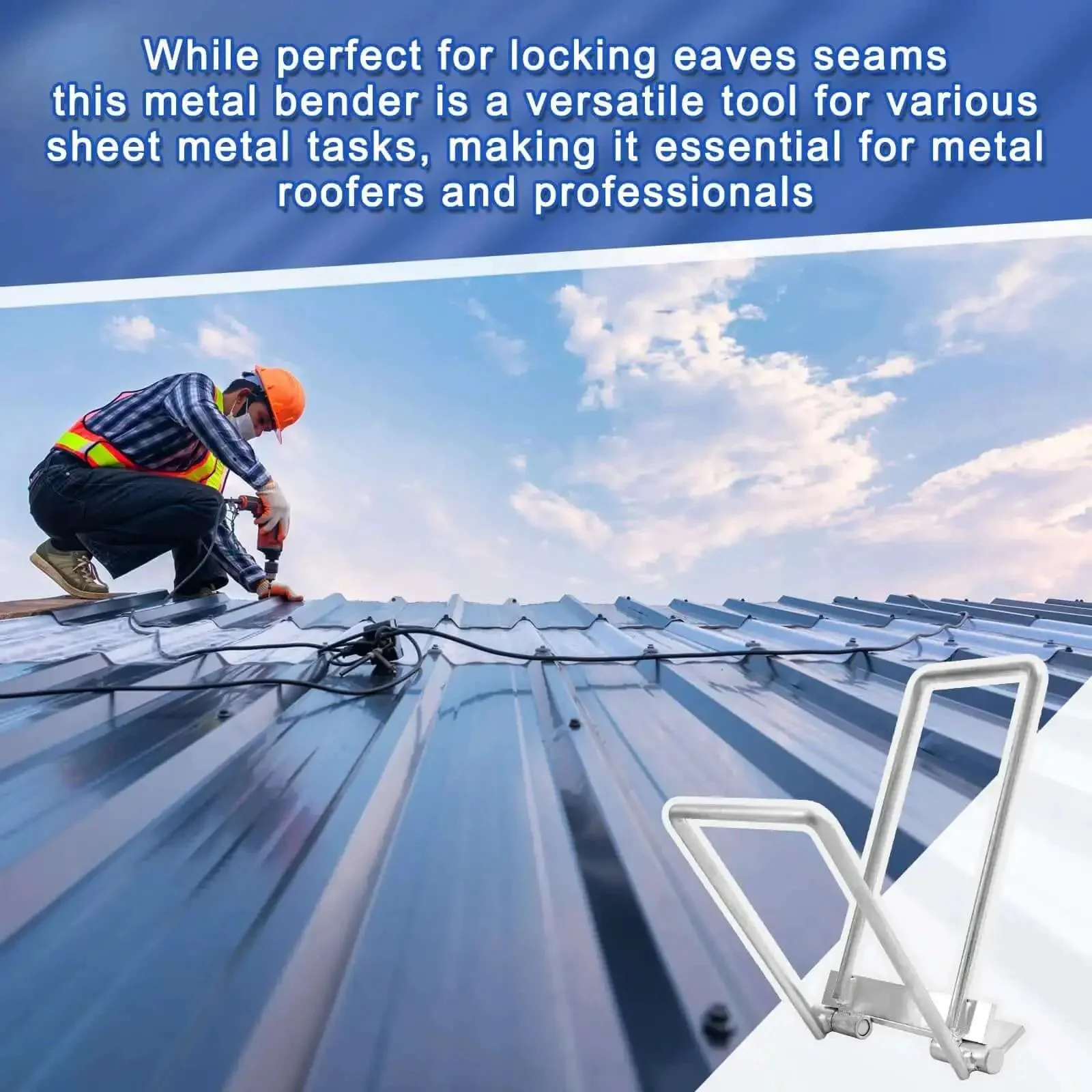 Standing Seam Lock Tool For Metal Roofing Eaves Seam Locker Drip Edge Hemming Bender Portable Compact 11.5 By 7.9 Inch Lightweight 4.1 Pound Pro Grade Roof Panel Locking Tool For Roofer And Sheet Metal Workers - Image 2