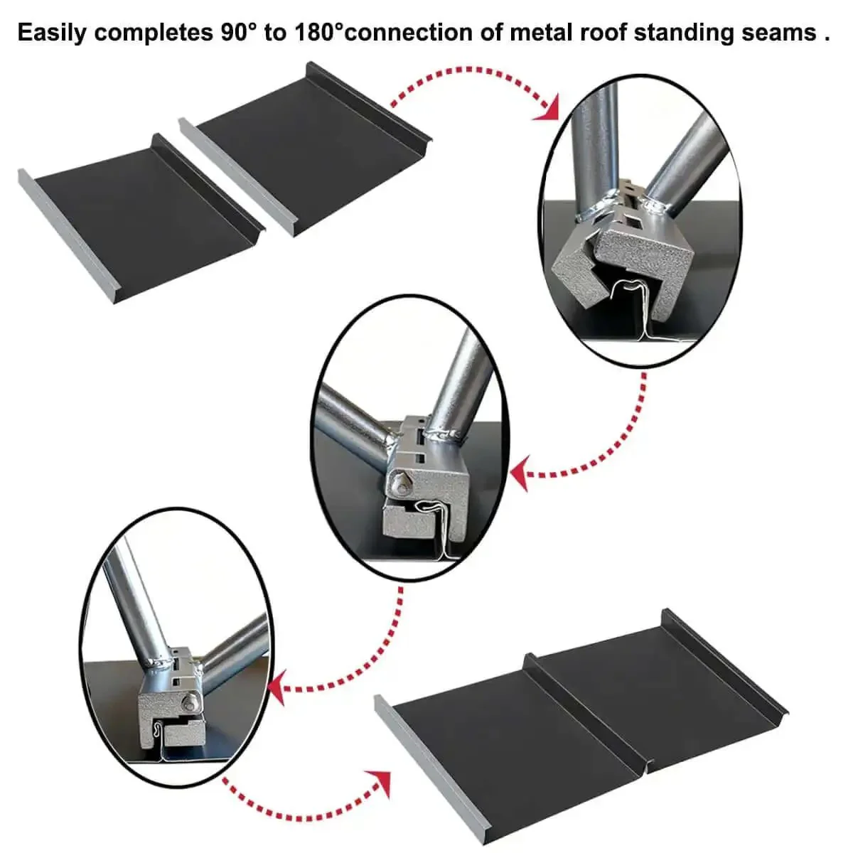 Standing Seam Roofing Hand Seamer For 0.8 To 1 Millimeter Metal Panels Heavy Duty Sheet Metal Bender For Jointing Seams On Vertical Roofs Fences Carports And Sheds 24 Inch Handle 6 Lb Weight - Image 5