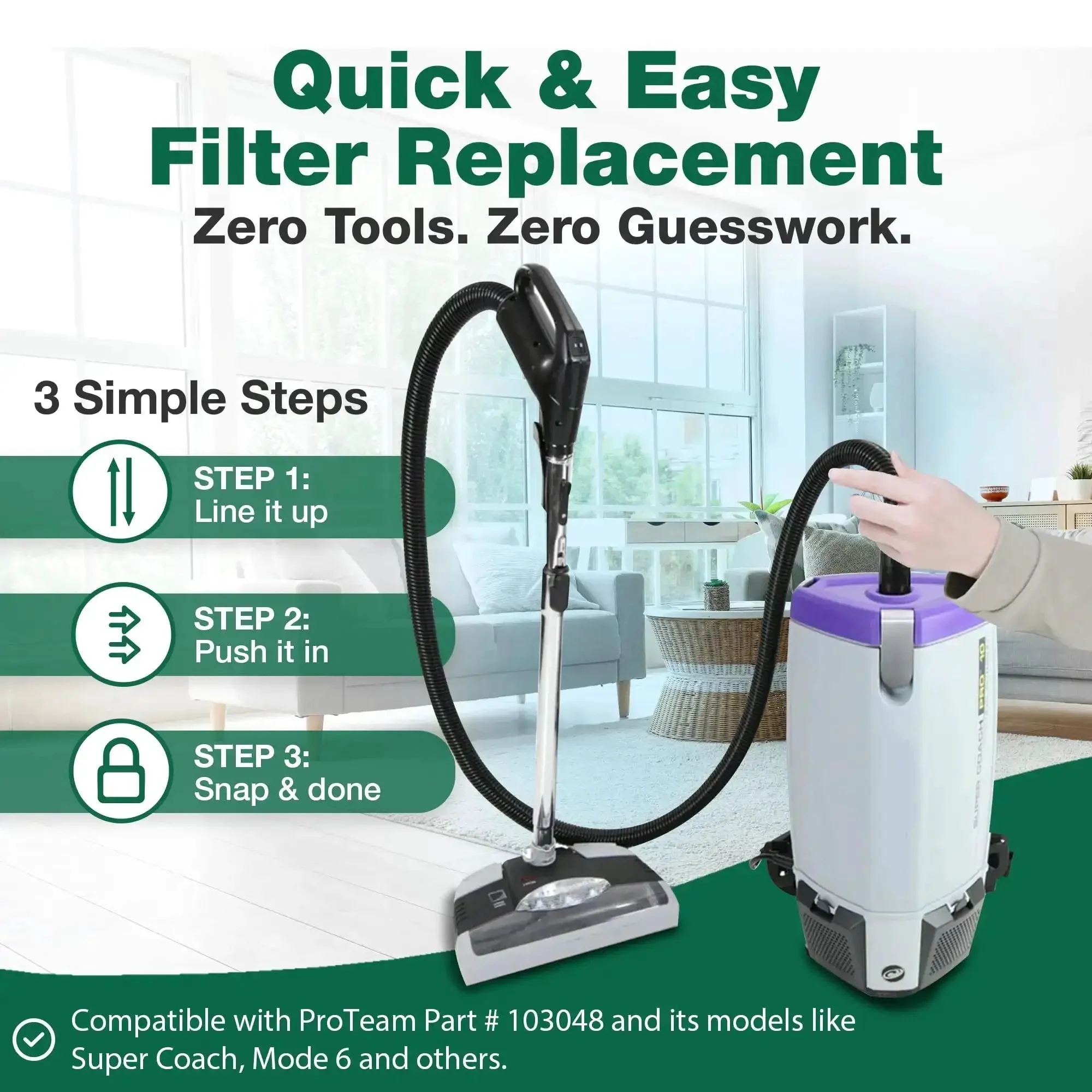 Static Dissipating Backpack Vacuum Hose With One And A Half Inch Cuffs Replacement For ProTeam Super Coach Vac Mode 6 And Other Models Part 103048 1 Pack Built To Last Seamless Fit High Quality Vacuum Accessory - Image 4