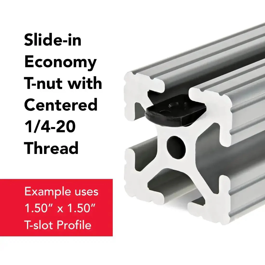 Steel 1/4-20 Centered Slide In T Nuts For 1.5 Inch Aluminum Extrusions 15 Series Black Zinc Finish Economy 25 Pack Hardware Nuts For Mounting Plates And Brackets - Image 5