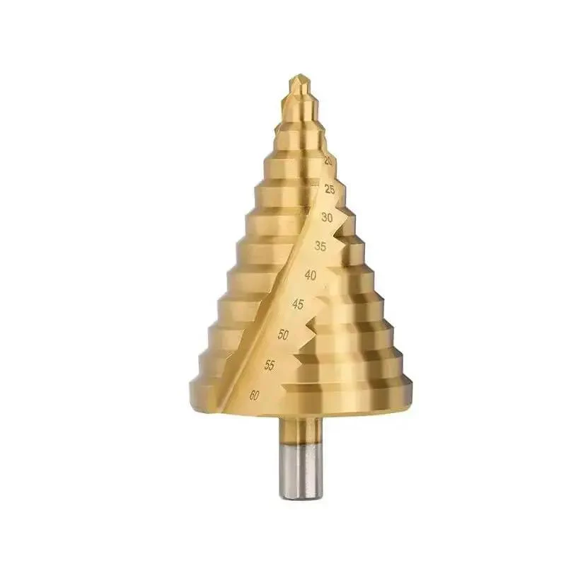 Step Drill Bit Set 6 To 60mm Titanium Coated HSS Cone Drill Bit With Triangular Shank Spiral Groove Pagoda Hole Cutter For Metal Wood Brass Plastic Easy Hole Opener Pro Grade DIY Friendly High Quality