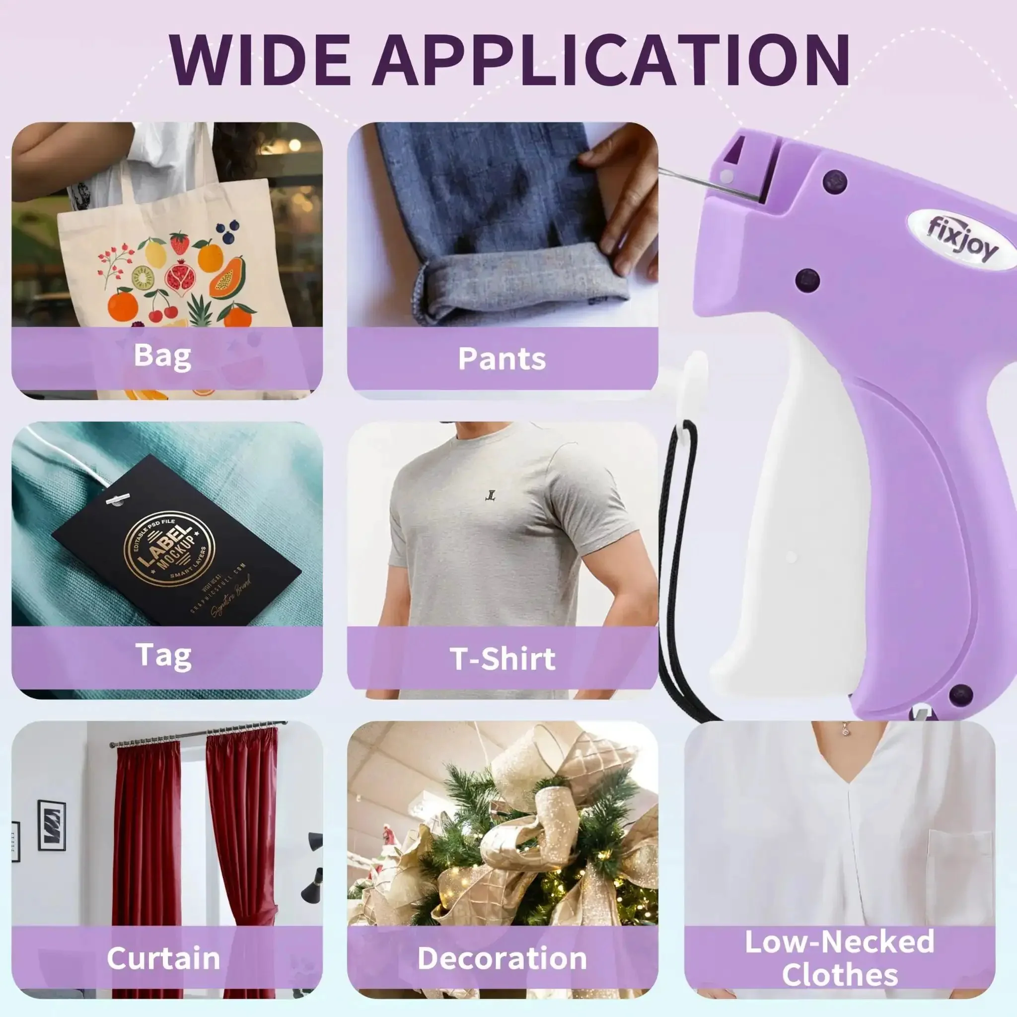 Stitch Gun for Clothes Handheld Sewing Kit With Safety Storage Box No Jam Quick Fix On The Go Hemming Tool 6 Needles 2000 Fasteners Black White Purple Lightweight Ergonomic Ideal for Travel DIY Repairs and Everyday Clothing Mending - Image 2