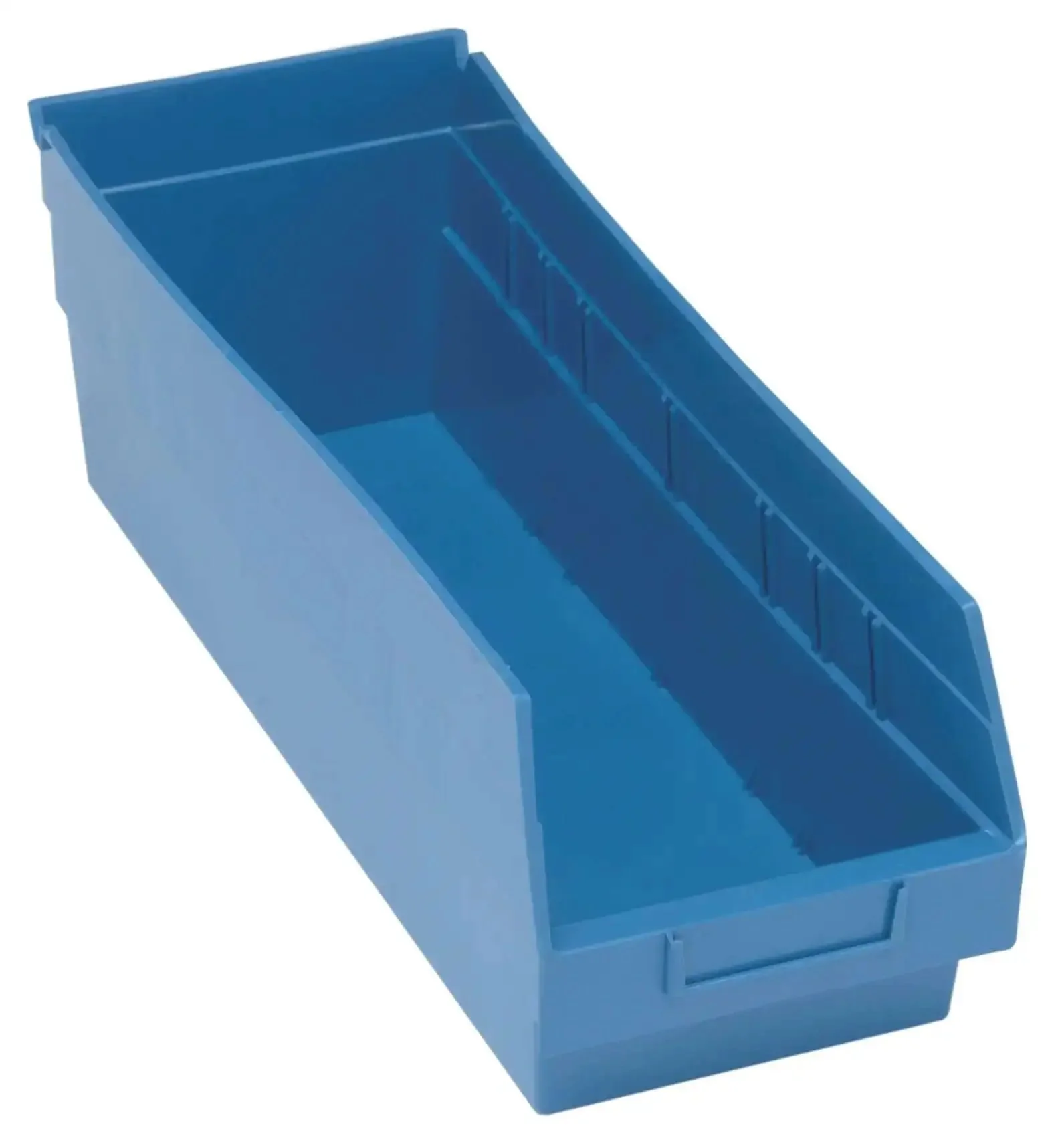 Store More Part Organizer Blue Bin Set Heavy Duty High Density Plastic Storage Bins 20 Pack 18 Inch Long By 7 Inch Wide By 6 Inch High Reinforced Edges For Durability Built In Rear Hang For Easy Accessibility Ideal For Workshop And Garage