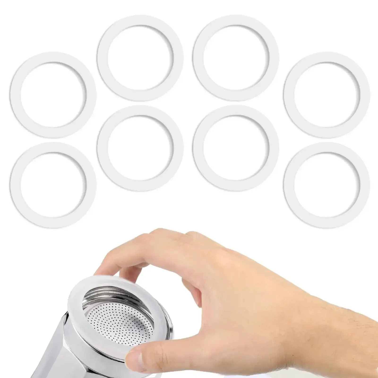 Stovetop Espresso Gasket Seal Ring Set For Aluminum Moka Pots Food Grade Silicone Replacement 6 Cup 8 Pieces No Fuss Easy Fit Compatible With Most Aluminum Espresso Makers