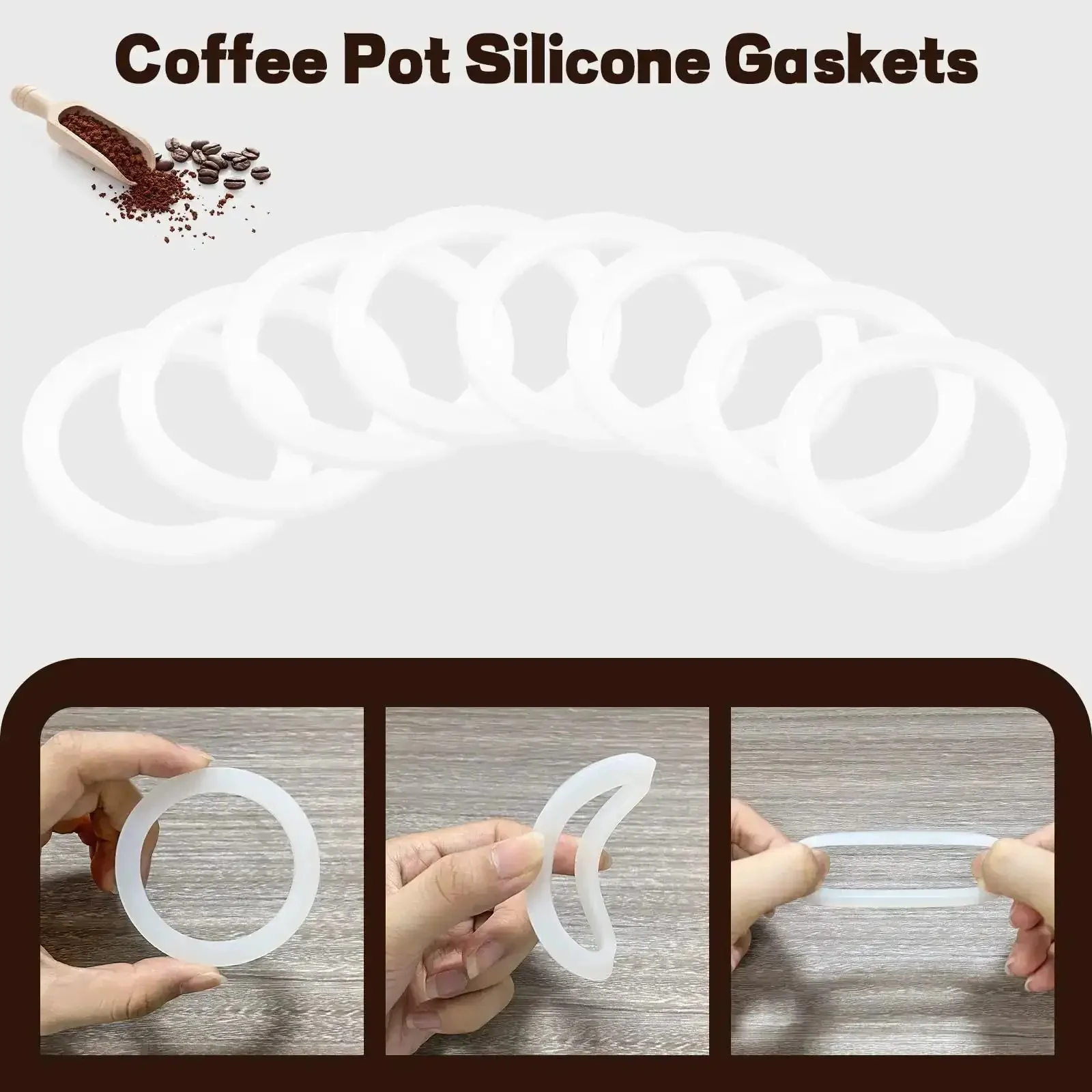 Stovetop Espresso Gasket Seal Ring Set For Aluminum Moka Pots Food Grade Silicone Replacement 6 Cup 8 Pieces No Fuss Easy Fit Compatible With Most Aluminum Espresso Makers - Image 4