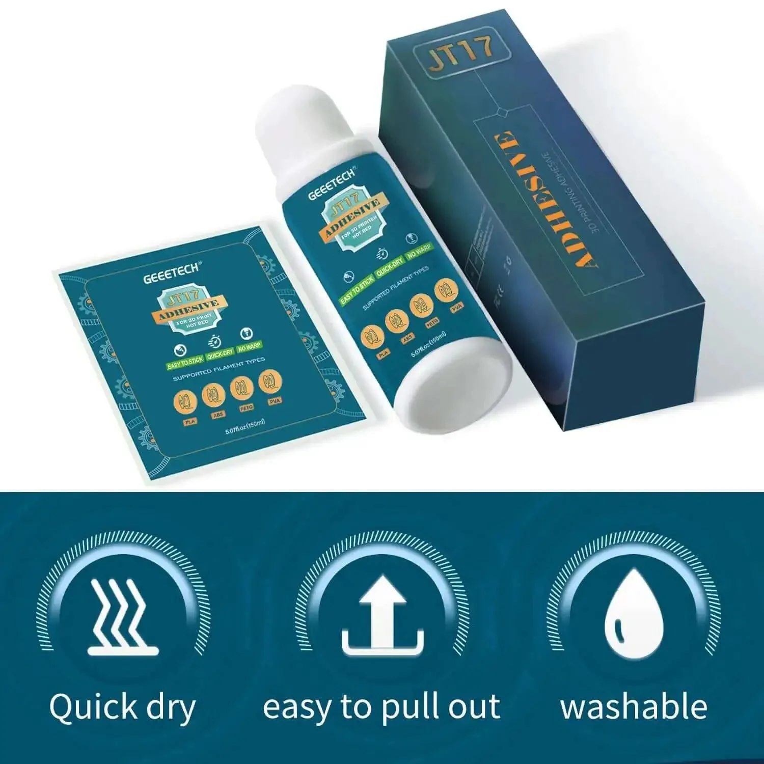Strong Bed Adhesive Glue For 3D Printing That Boosts Bed Adhesion And Reduces Warping For PLA PETG TPU And ABS Filaments On Glass Or Build Plates No Residue 150ml - Image 2