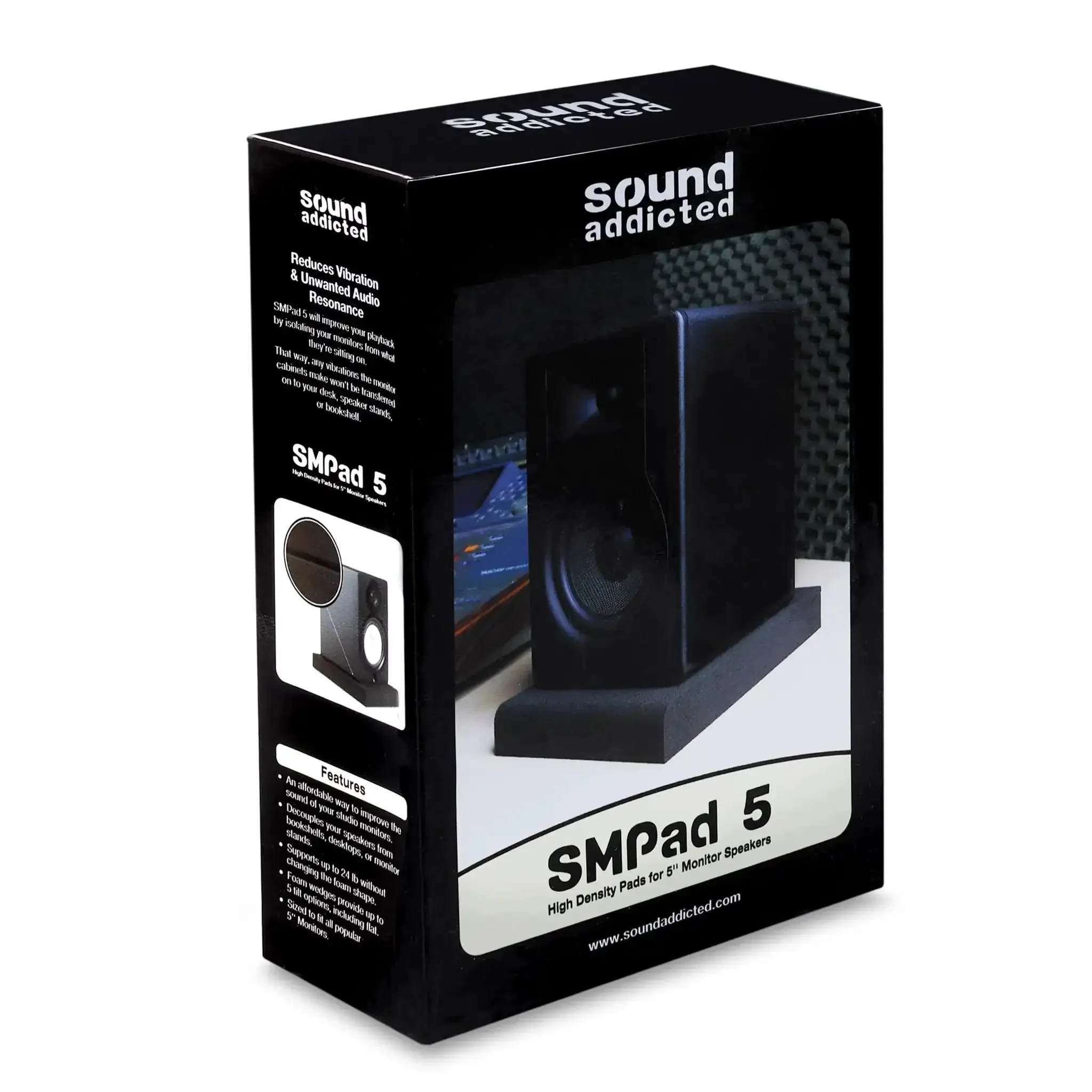 Studio Monitor Isolation Pads For 5 Inch Monitors, 2 Pack, High Density Acoustic Foam That Keeps Your Speakers Secure, Reduces Vibration, Fits Most Speaker Stands, Supports Up To 24 Lbs Each SMPad 5 - Image 2