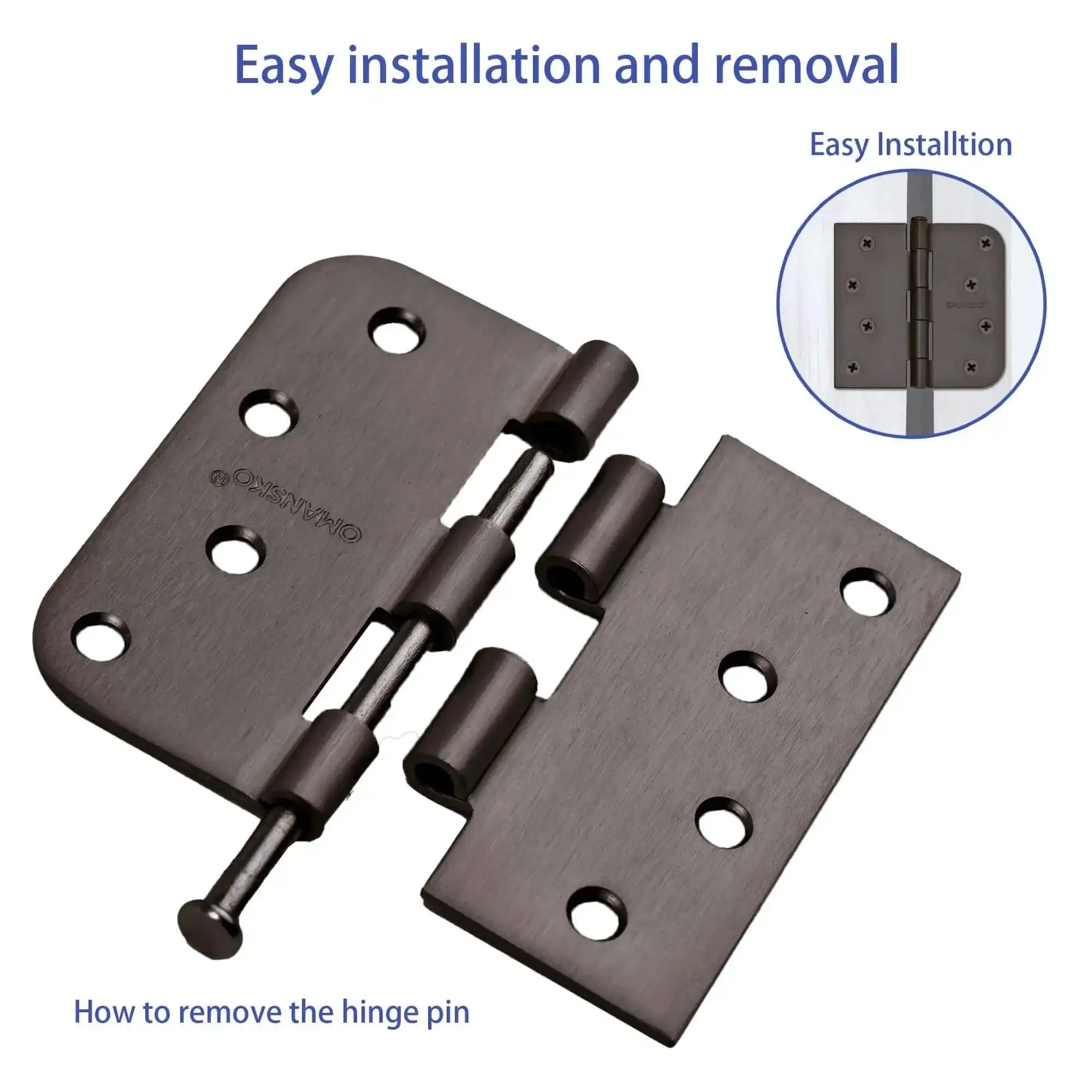 Sturdy 4x4 Inch Door Hinges For Wood, 18 Pack Oil Rubbed Bronze Interior Doors, Heavy Duty Hinges With Square 5/8 Radius Corners, 1-Inch Screws Included, Easy Install And 305-Degree Rotation - Image 6