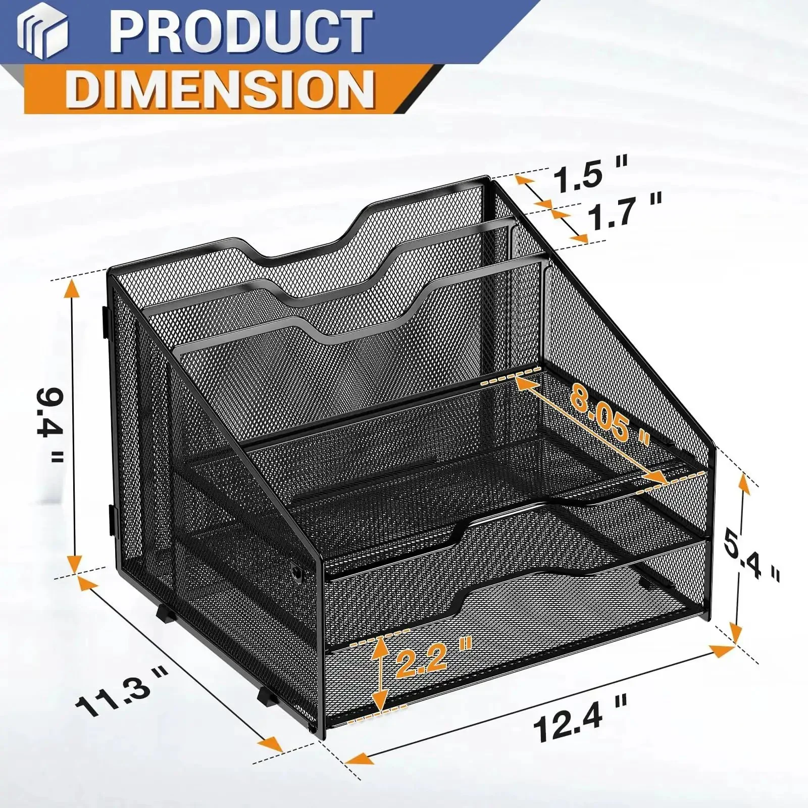 Sturdy Metal Mesh Letter Tray Organizer For Your Desk With 3 Paper Trays And 2 Vertical Uprights Pro Grade And Easy To Assemble Office File Organizer For Letters Documents And More - Image 7