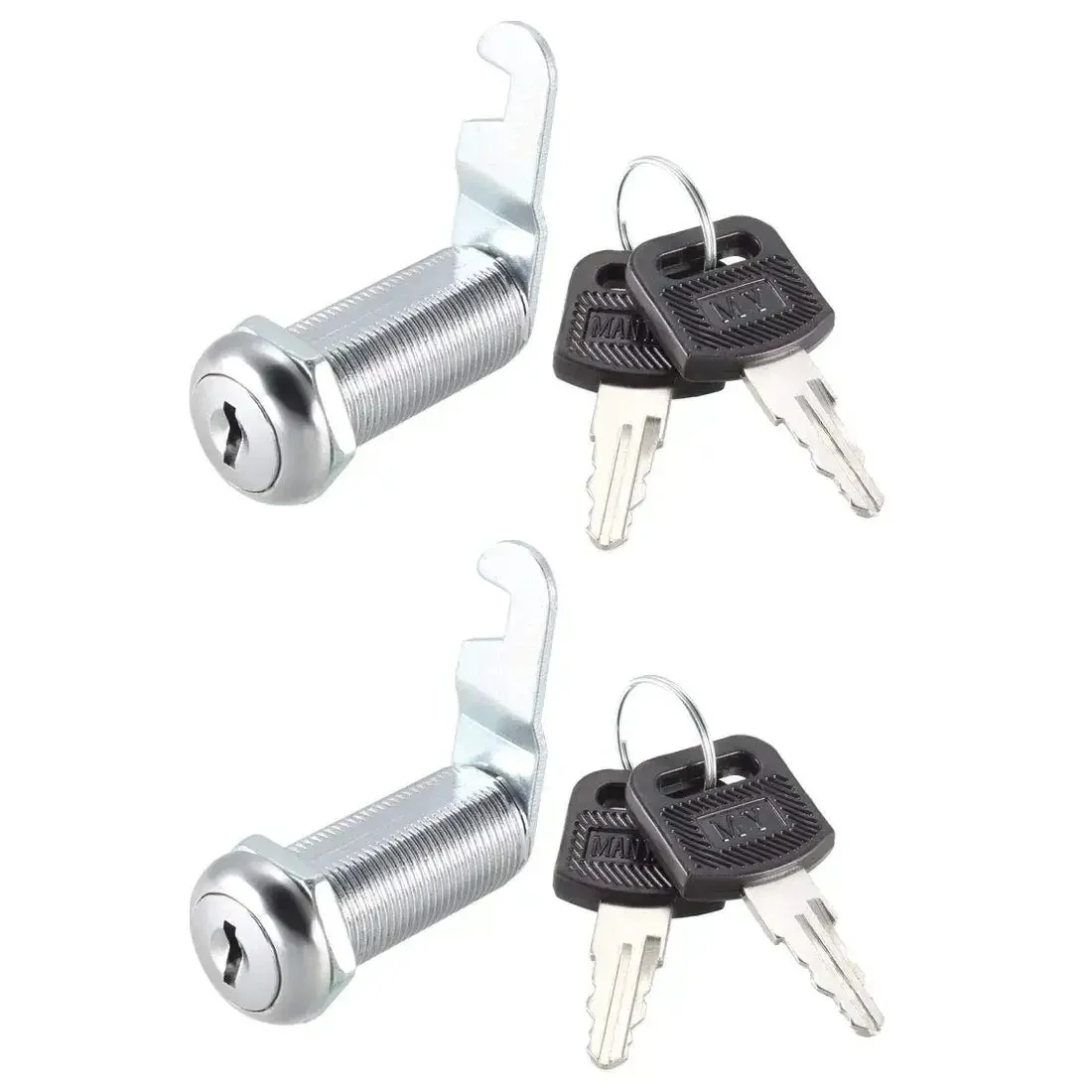 Sturdy One And A Half Inch Cam Lock Set For Cabinets With Long Cylinder Keyed Different Fits Panels Up To One And Three Eighths Inch Thick Chrome Plated Zinc Alloy Construction 2 Pack