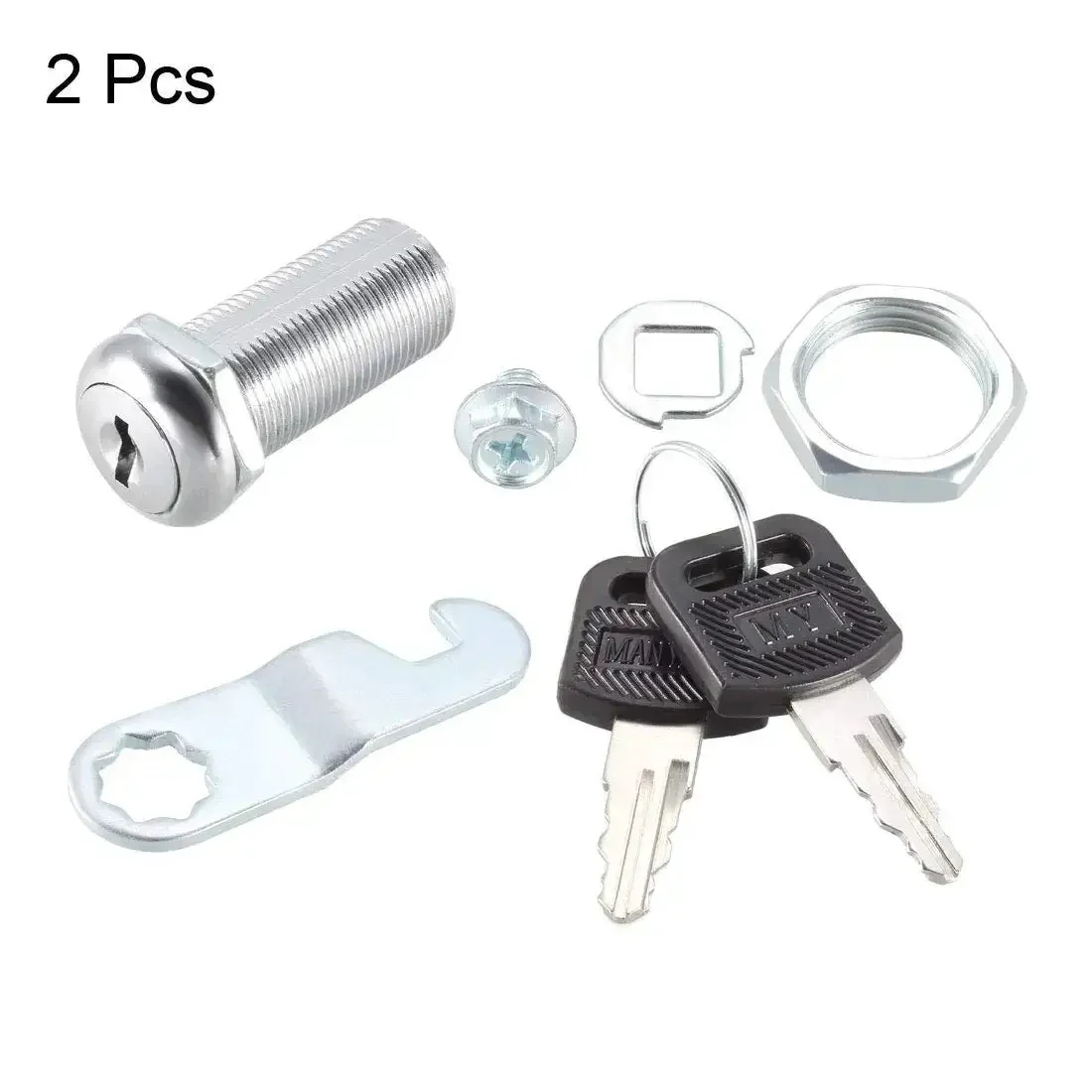 Sturdy One And A Half Inch Cam Lock Set For Cabinets With Long Cylinder Keyed Different Fits Panels Up To One And Three Eighths Inch Thick Chrome Plated Zinc Alloy Construction 2 Pack - Image 4