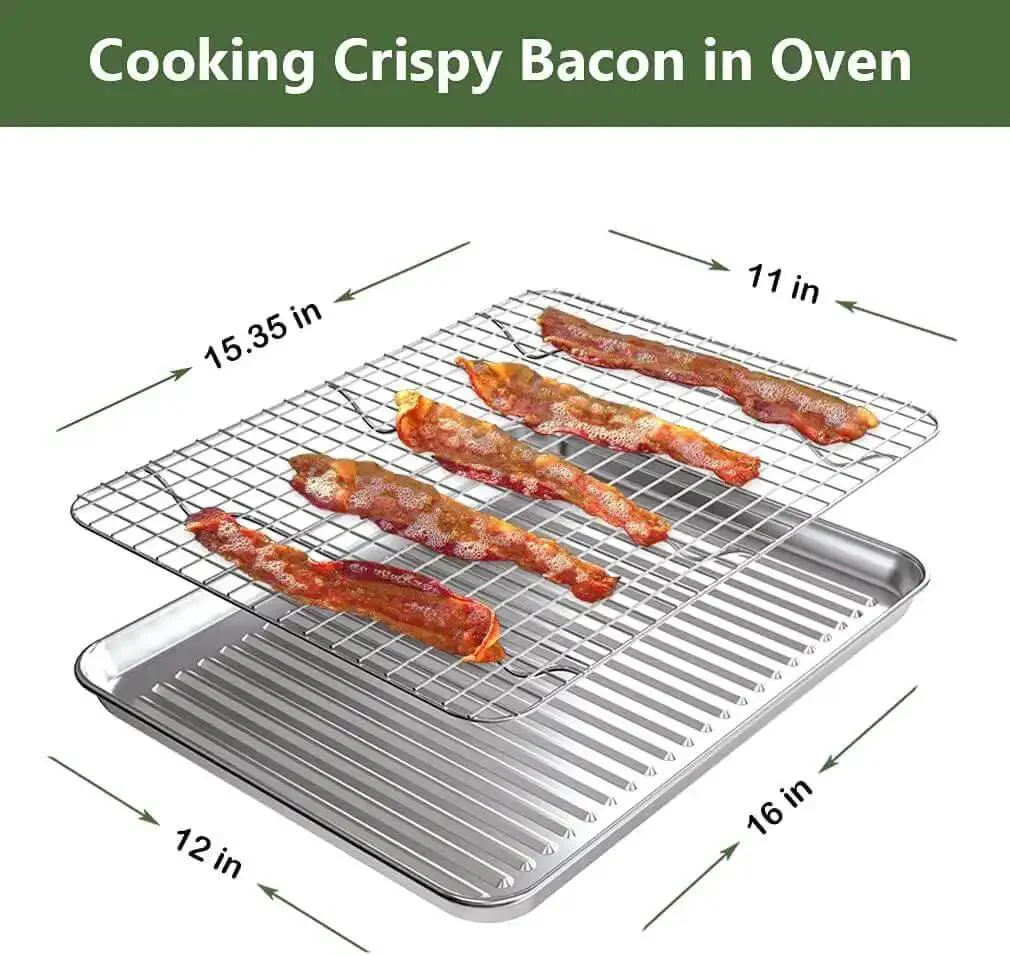 Sturdy Stainless Steel Baking Sheet With Rack Set, 2 Pans And 2 Racks, Nonstick, Rust Free, Warp Resistant Bakeware For Even Baking, Easy Release, Heavy Duty Kitchen Must Have, 16 By 12 By 1 Inches - Image 6