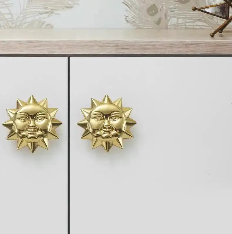 Sun Moon Cabinet Knobs Set, Solid Brass Antique Finish Drawer Pulls For Kitchen, Bath, Dresser, Wardrobe; Rust Resistant, Easy Install; Includes 2 Pairs, Celestial Hardware For Cabinets And Decor - Image 6