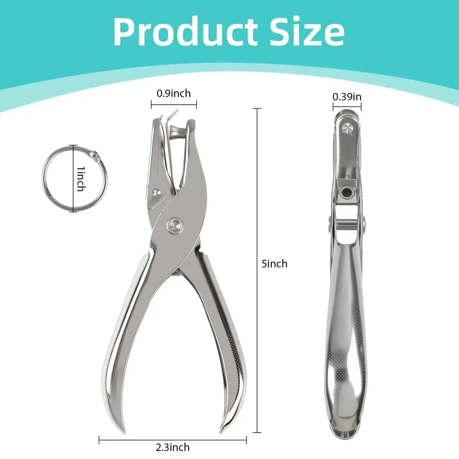 Super Handy Single Hole Punch For Crafts And Scrapbooks, Quarter Inch Hole, Punches Up To 8 Sheets, Includes 10 Binder Rings, Compact Pocket Size Paper Punch For School, Office, And DIY Projects, Silver - Image 7