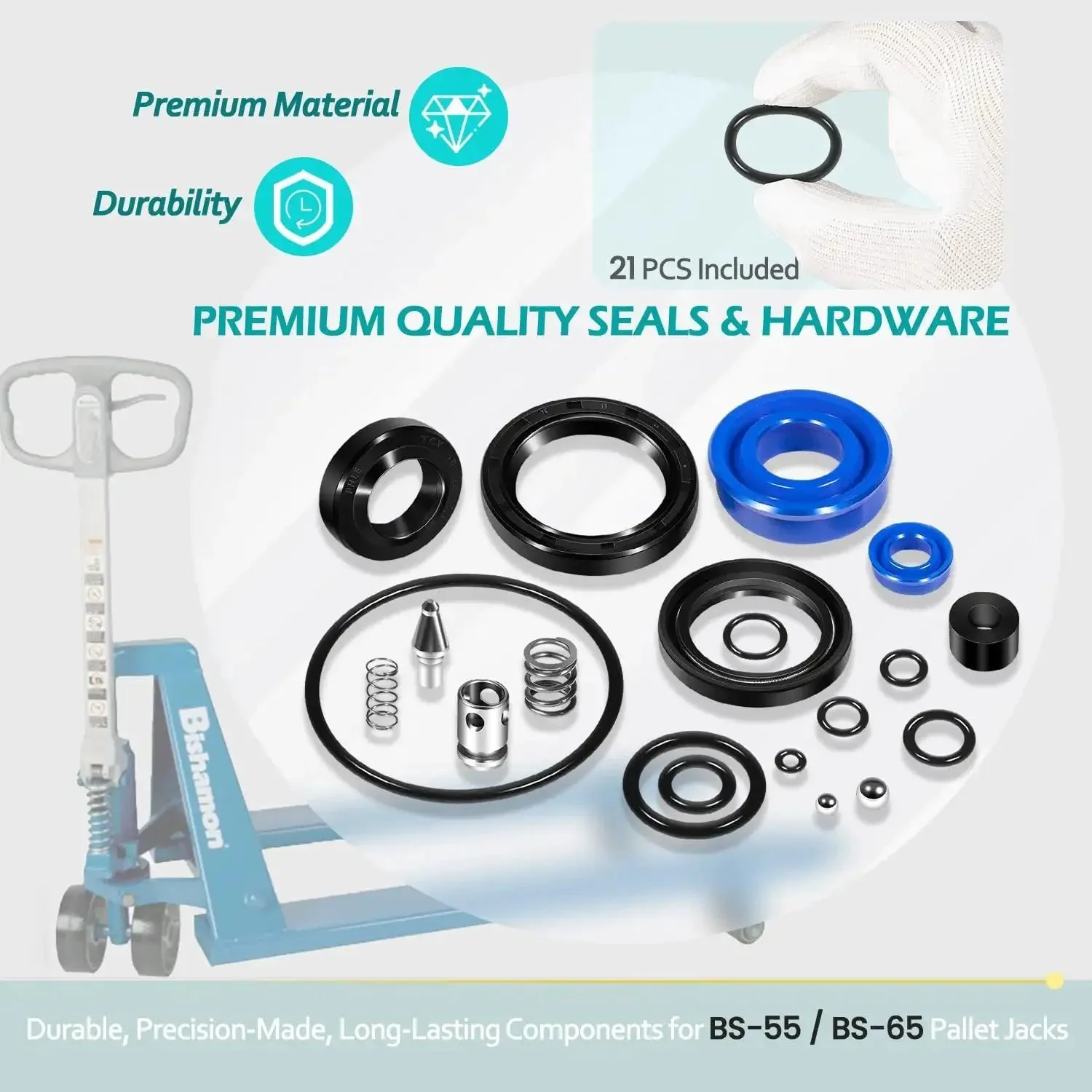 Super Seal Repair Kit For Bishamon BS-55 And BS-65 Manual Pallet Jack Hydraulic Unit Rebuild Seals, O Rings, Gaskets And Hardware Replacement Kit Designed To Restore Smooth Lifting, Prevent Leaks, And Prolong Your Pallet Jack Lifespan - Image 4