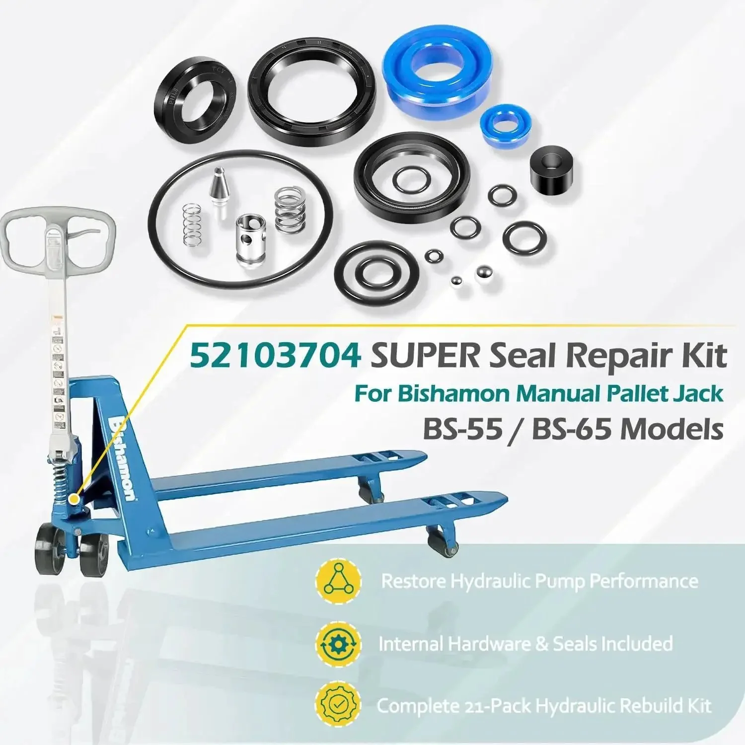 Super Seal Repair Kit For Bishamon BS-55 And BS-65 Manual Pallet Jack Hydraulic Unit Rebuild Seals, O Rings, Gaskets And Hardware Replacement Kit Designed To Restore Smooth Lifting, Prevent Leaks, And Prolong Your Pallet Jack Lifespan - Image 8
