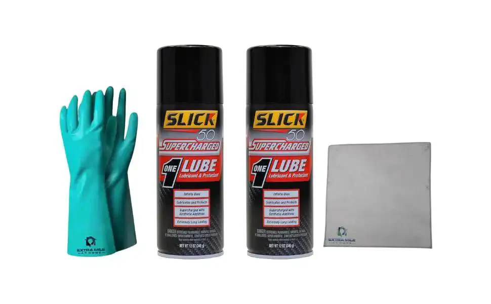 Supercharged Lubricant Spray Kit With Protective Nitrile Gloves And Microfiber Cloth 2 Pack Garage Ready Bundle For Automotive Parts And Tools Maintenance Multi Purpose Penetrating Oil For Rust Prevention Friction Reduction And Easy Disassembly