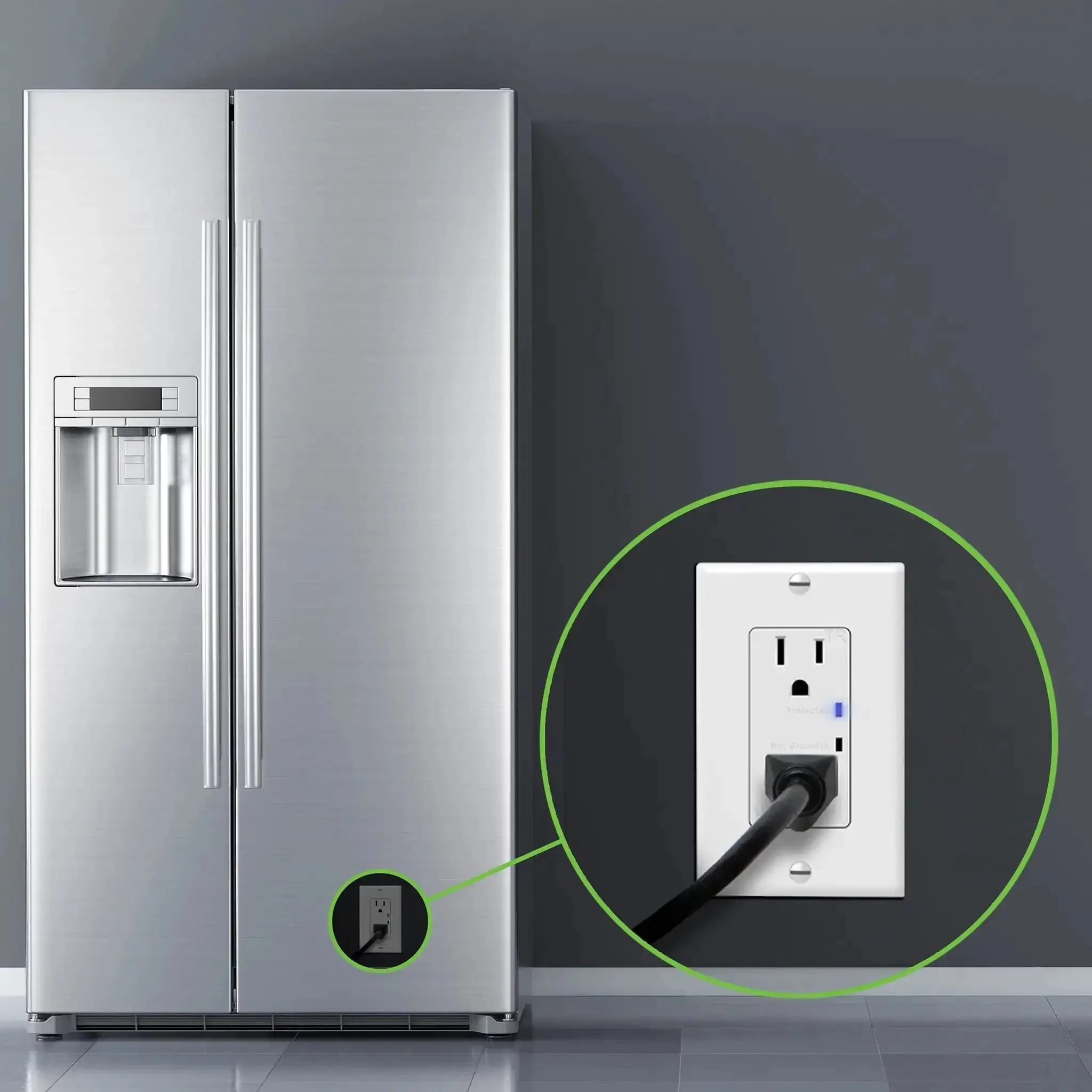 Surge Protector Receptacle With Grounding Indicator And Tamper Resistant Safety, 900 Joule Rating With Up To 1500 Joules Surge Protection, Self Grounding, 2 Pole 15A 125V UL Listed For Home And Office Gadgets - Image 2