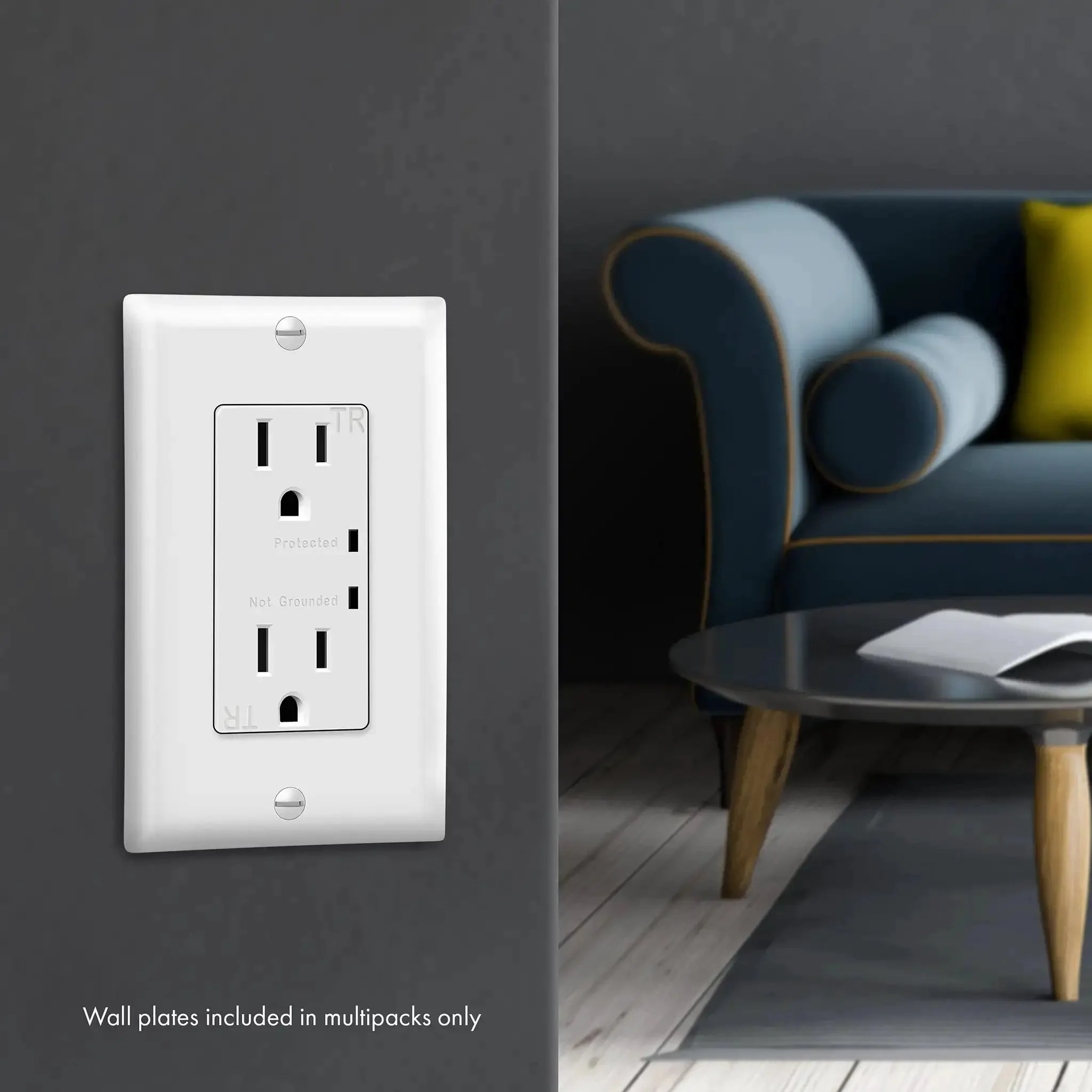 Surge Protector Receptacle With Grounding Indicator And Tamper Resistant Safety, 900 Joule Rating With Up To 1500 Joules Surge Protection, Self Grounding, 2 Pole 15A 125V UL Listed For Home And Office Gadgets - Image 3