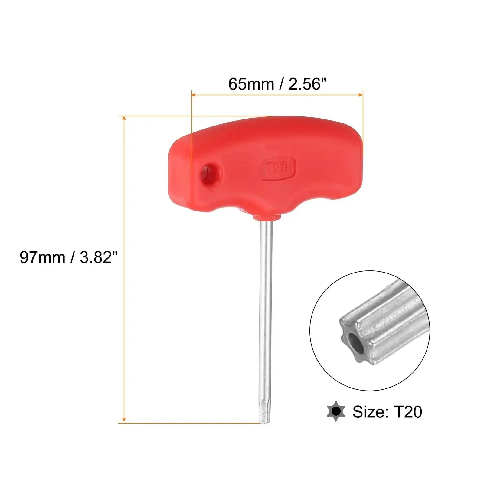 T20 Torx Screwdriver With CRV Steel Ergonomic T Handle Grippy For CNC Lathe Tool Holders Heavy Duty Star Key Wrench Durable Construction High Torque 97mm Overall Length Ideal For Tightening And Assembly - Image 6