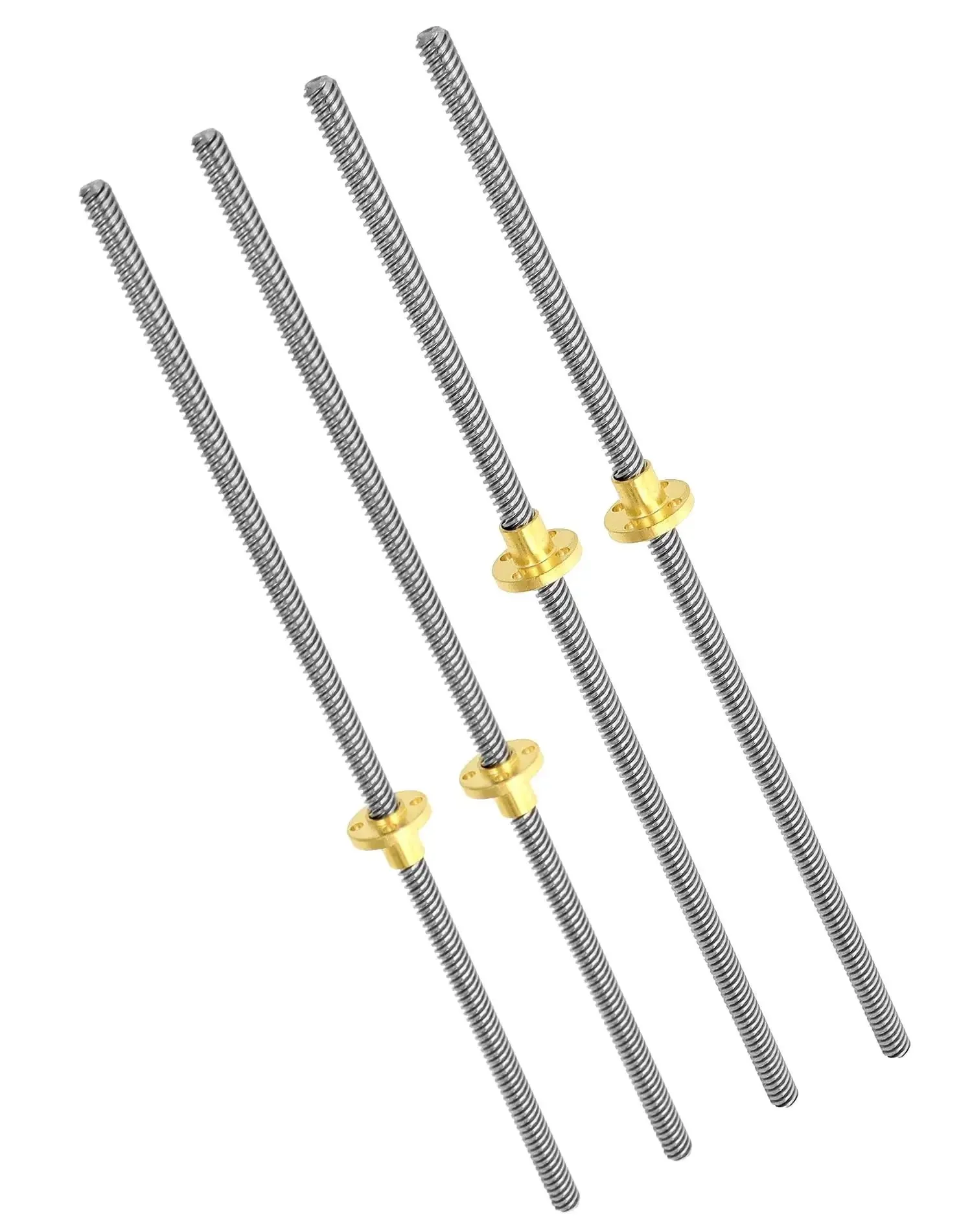T8 300Mm Lead Screw With Brass Nut For 3D Printers 4 Pack Acme Thread 4 Starts 2Mm Pitch 8Mm Lead Stainless Steel Shaft Fits 4 Hole Mounts And Easy To Install In DIY 3D Printer Upgrades - Image 2