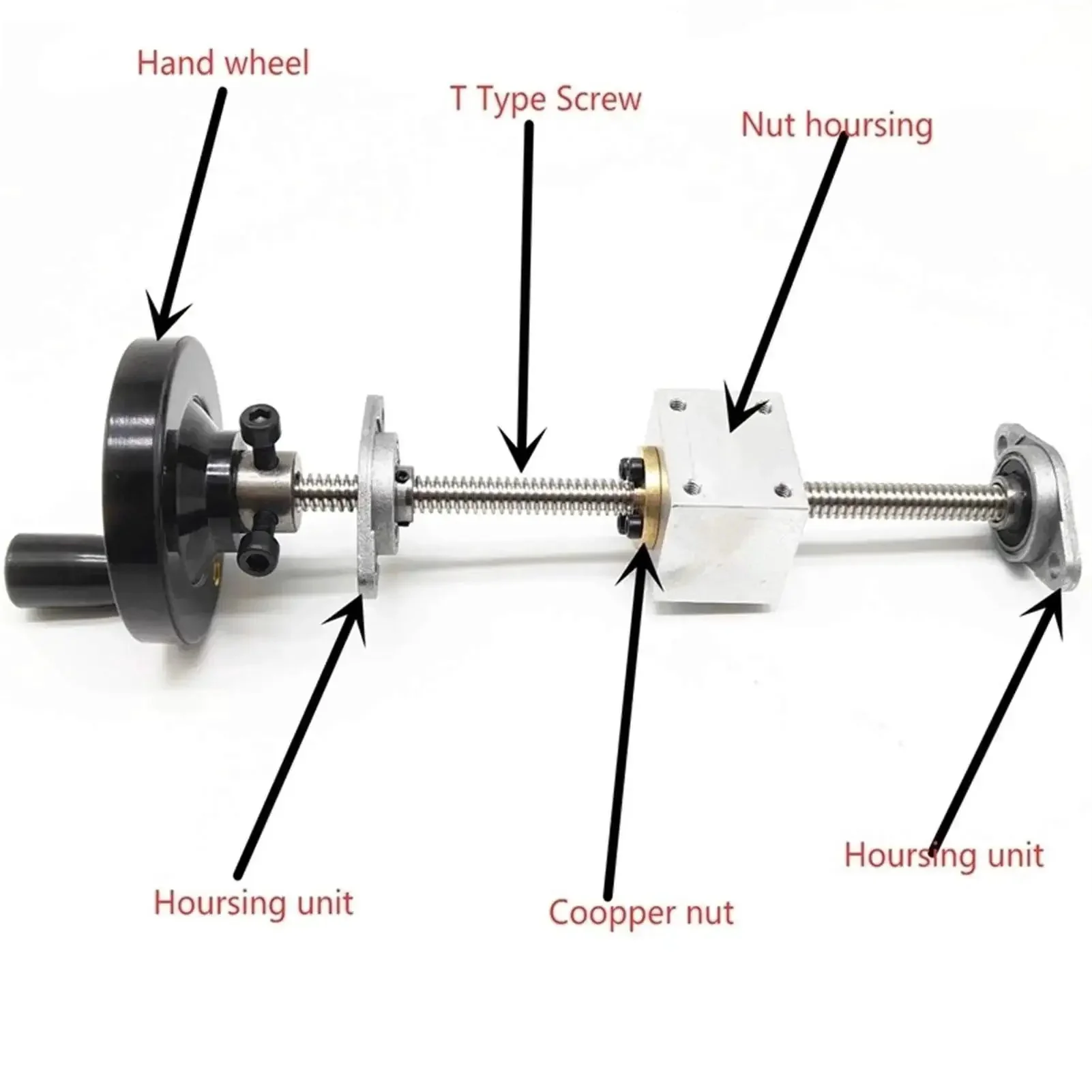 T8 Lead Screw Set With Hand Wheel And Trapezoidal Screw Rod 400mm Horizontal Housing Brass Nut Anti Backlash 2mm Nut Pitch Ideal For CNC Machines DIY Routers And 3D Printers - Image 6