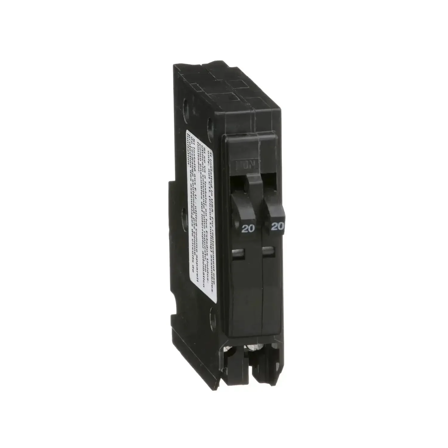Tandem Mini Circuit Breaker For QO Panels Two In One 2 Poles 20 Amp 120 240V Plug In Mount Dual Breaker With Thermal Magnetic Trip 10kA Interrupt Rating Space Saving Design Clam Pack QO2020C