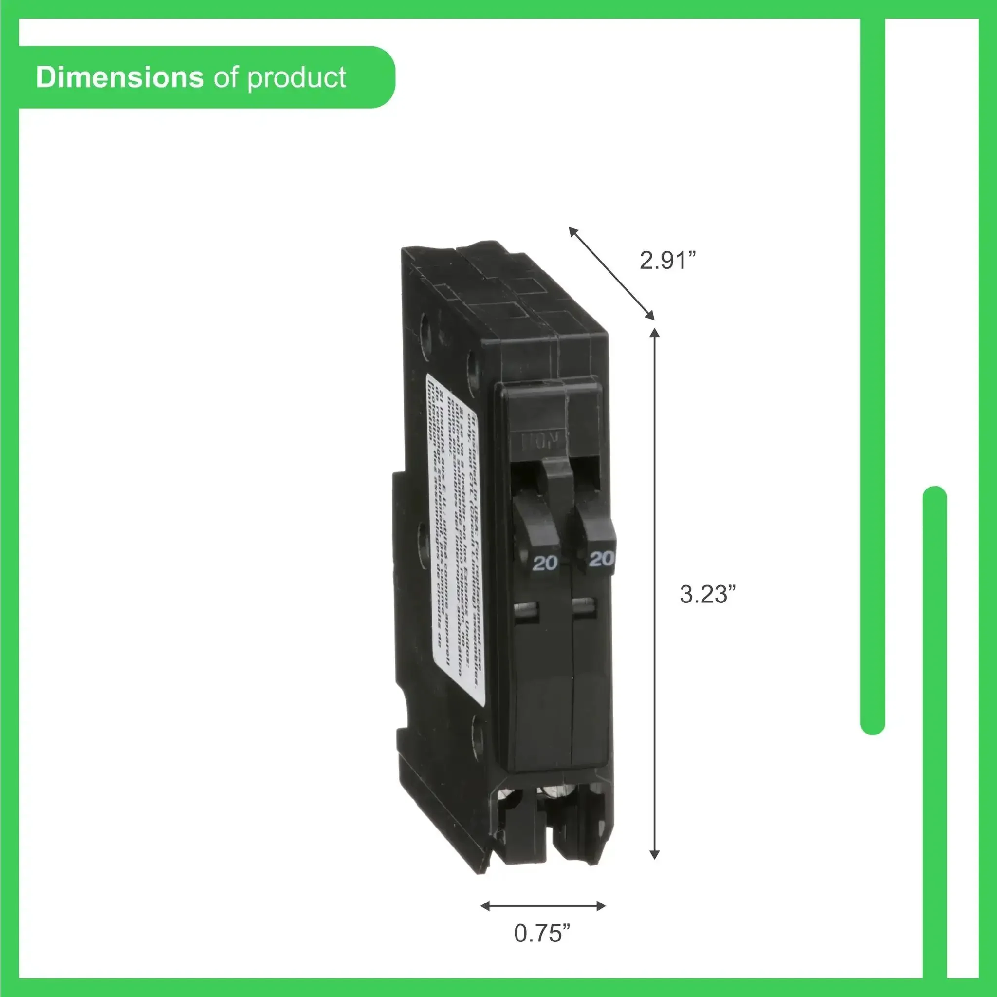 Tandem Mini Circuit Breaker For QO Panels Two In One 2 Poles 20 Amp 120 240V Plug In Mount Dual Breaker With Thermal Magnetic Trip 10kA Interrupt Rating Space Saving Design Clam Pack QO2020C - Image 5