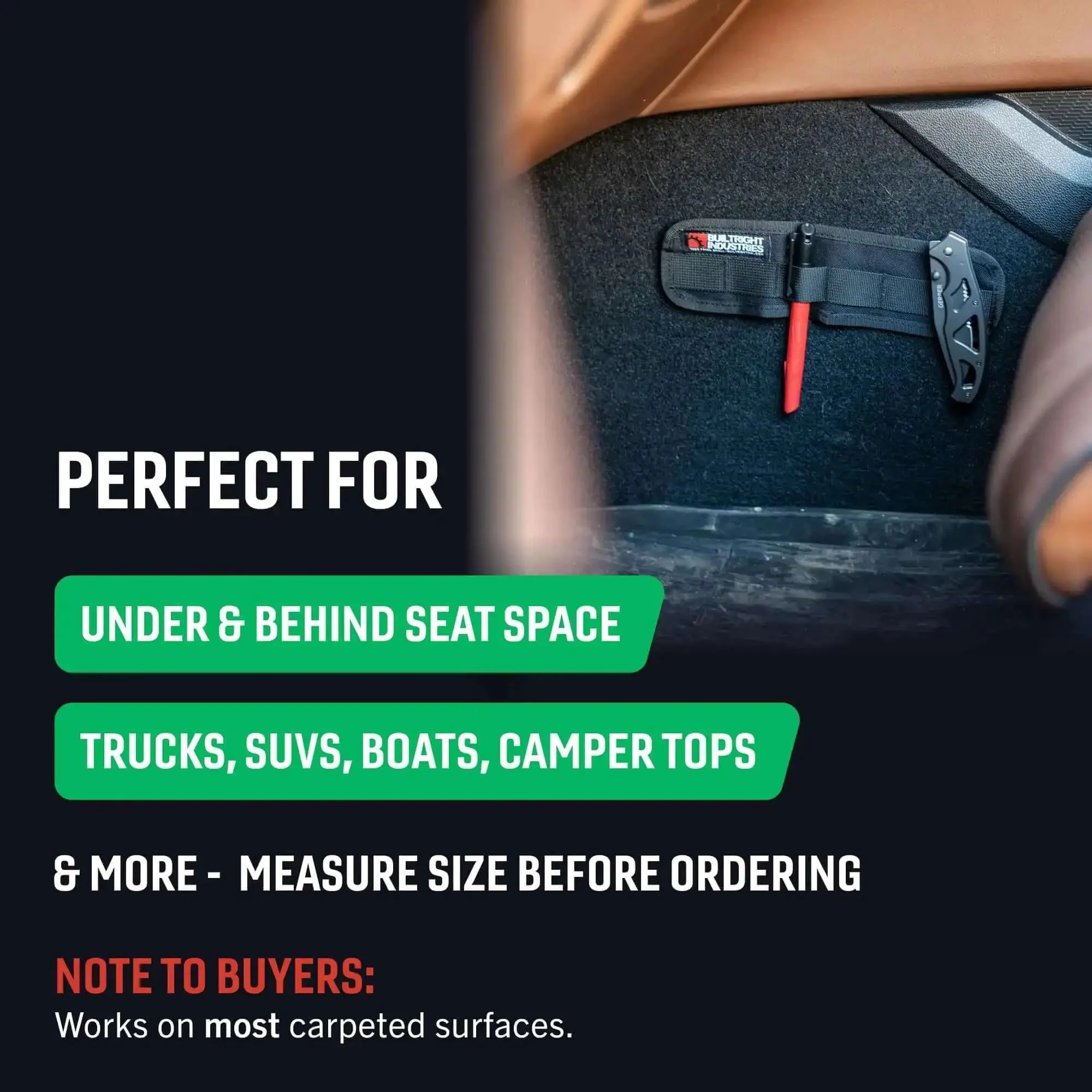 Tech Panel Small 2.5 By 9.5 Inch Universal Vehicle MOLLE Organizer For Pouches Clips And Gear Durable Denier 1000 Nylon With Heavy Duty Backing To Maximize Car Storage And Keep Gear Neat - Image 4