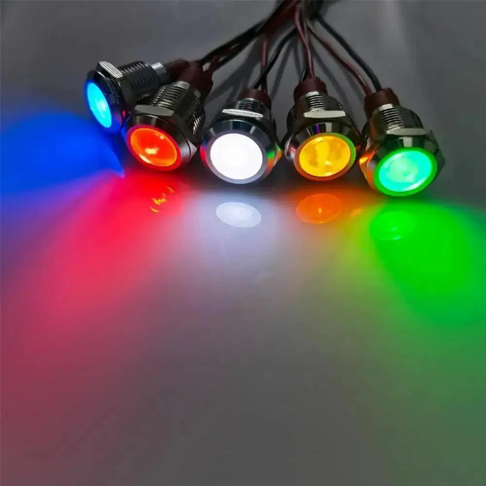 Ten Pack 220V LED Indicator Lights Waterproof Signal Lamps 12mm Mounting Hole With 15 cm Wire For Car Truck Boat Red Yellow Blue Green White Great For Dash Panels And Marine Electrical Projects - Image 3