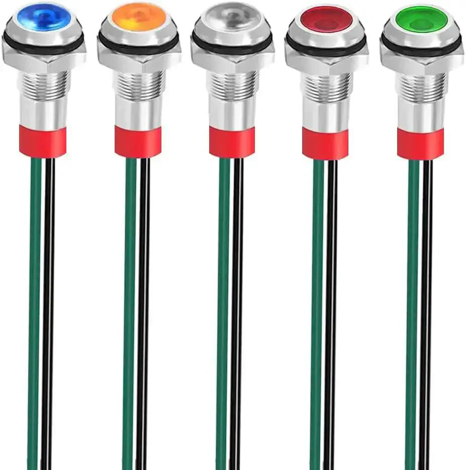 Ten Pack 220V LED Indicator Lights Waterproof Signal Lamps 12mm Mounting Hole With 15 cm Wire For Car Truck Boat Red Yellow Blue Green White Great For Dash Panels And Marine Electrical Projects - Image 5
