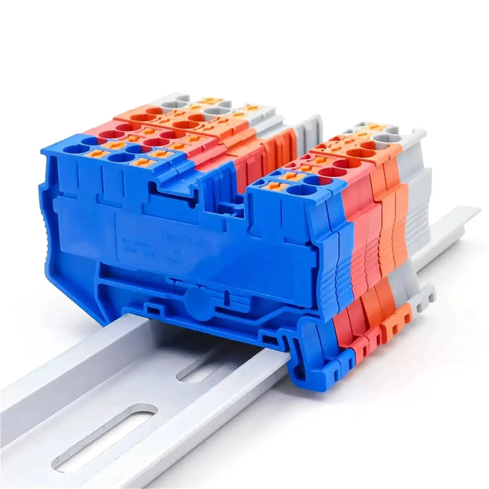 Ten Pack 2.5mm Twin Wire Terminal Block Kit For DIN Rail With Spring Clamp Wiring Blue 10 Pieces Pt 2.5 Twin Electrical Terminal Block For 24-12 AWG Conductor Size Easy Install For DIY Projects - Image 2