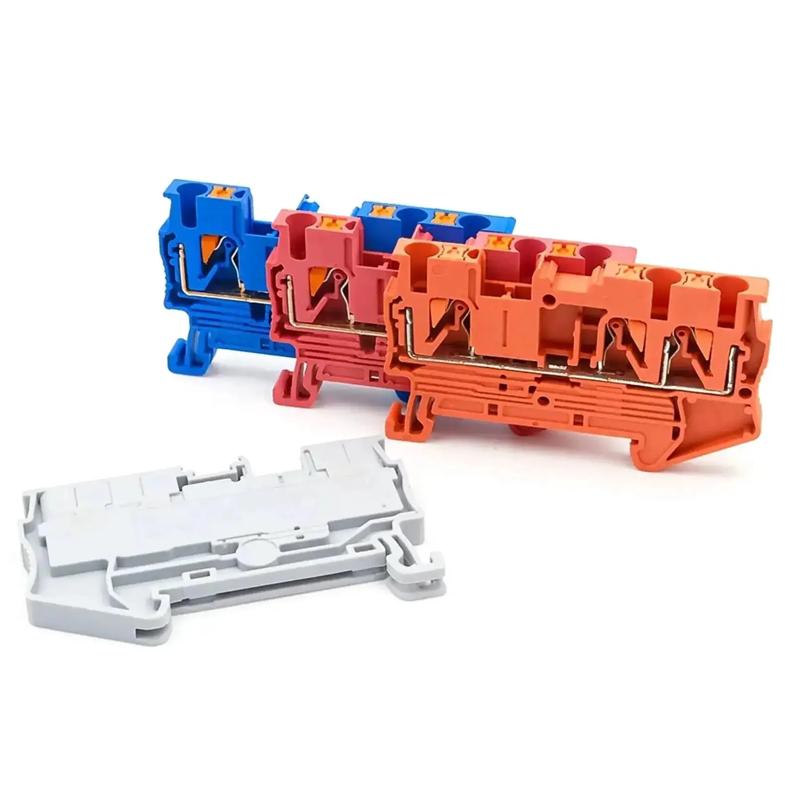 Ten Pack 2.5mm Twin Wire Terminal Block Kit For DIN Rail With Spring Clamp Wiring Blue 10 Pieces Pt 2.5 Twin Electrical Terminal Block For 24-12 AWG Conductor Size Easy Install For DIY Projects - Image 6