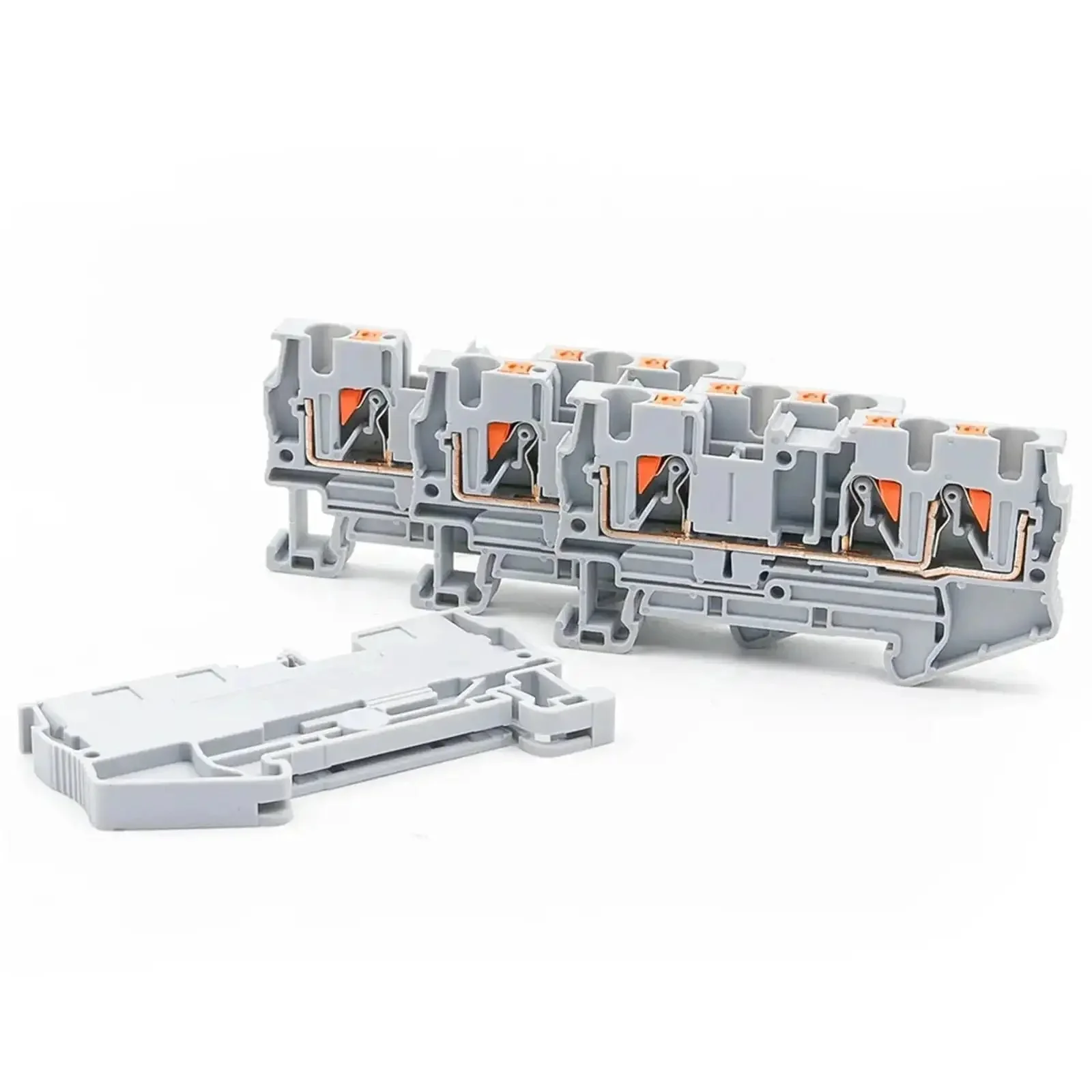 Ten Pack 4mm Square Dual Wire Terminal Block Kit With DIN Rail Mount Pro Grade Heavy Duty Spring Clamp Electrical Wiring For 24 To 12 AWG Conductor Control Panels And Projects - Image 4