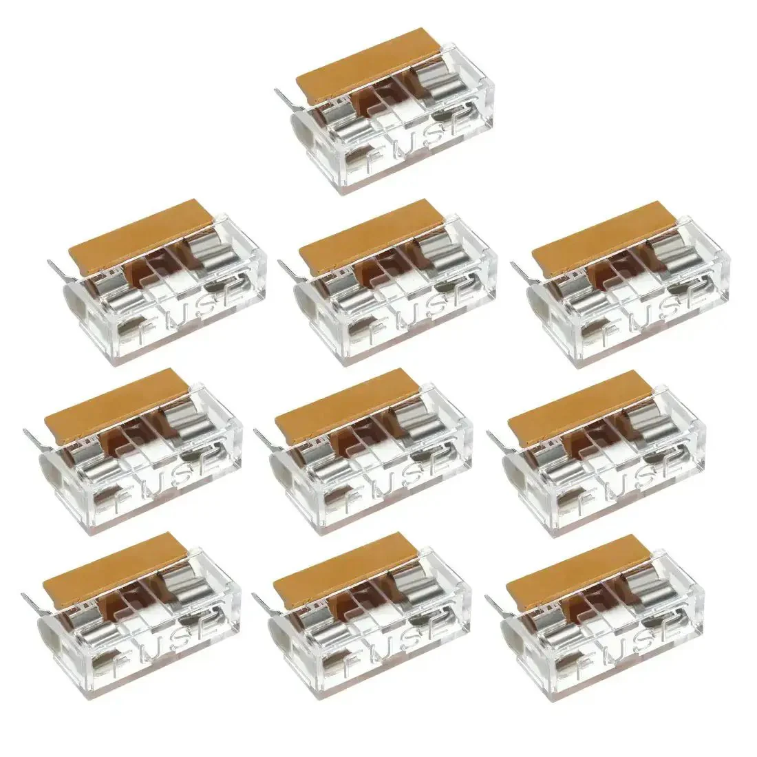Ten Pack 5x20mm Fuse PCB Holder Panel Mount With Dual Terminals, 250V 6A, Yellow And Clear Case For DIY Electronics And Circuit Projects Durable, Compact, Easy Install, Great For Prototyping, Repairs, And Home Electronics Projects
