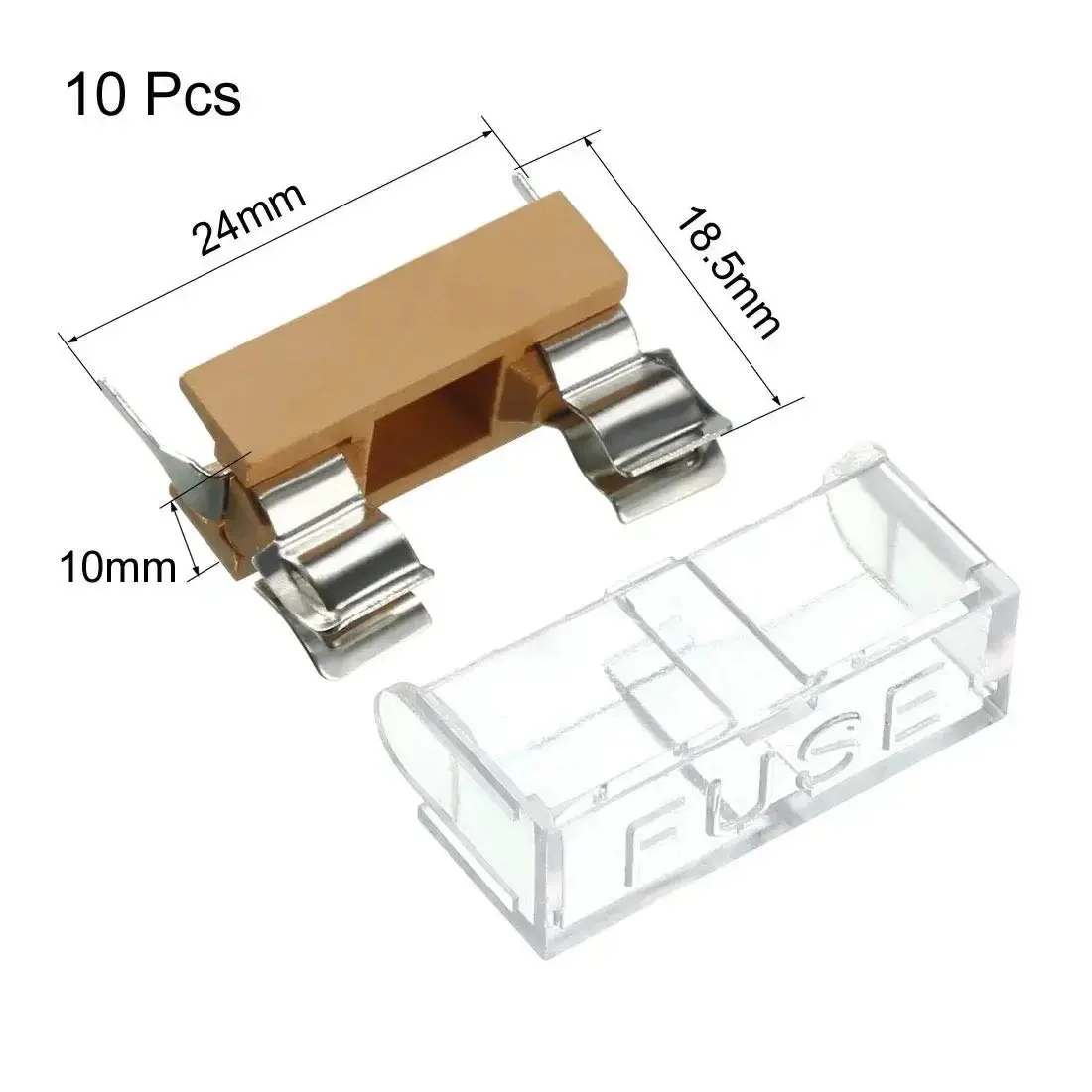 Ten Pack 5x20mm Fuse PCB Holder Panel Mount With Dual Terminals, 250V 6A, Yellow And Clear Case For DIY Electronics And Circuit Projects Durable, Compact, Easy Install, Great For Prototyping, Repairs, And Home Electronics Projects - Image 4