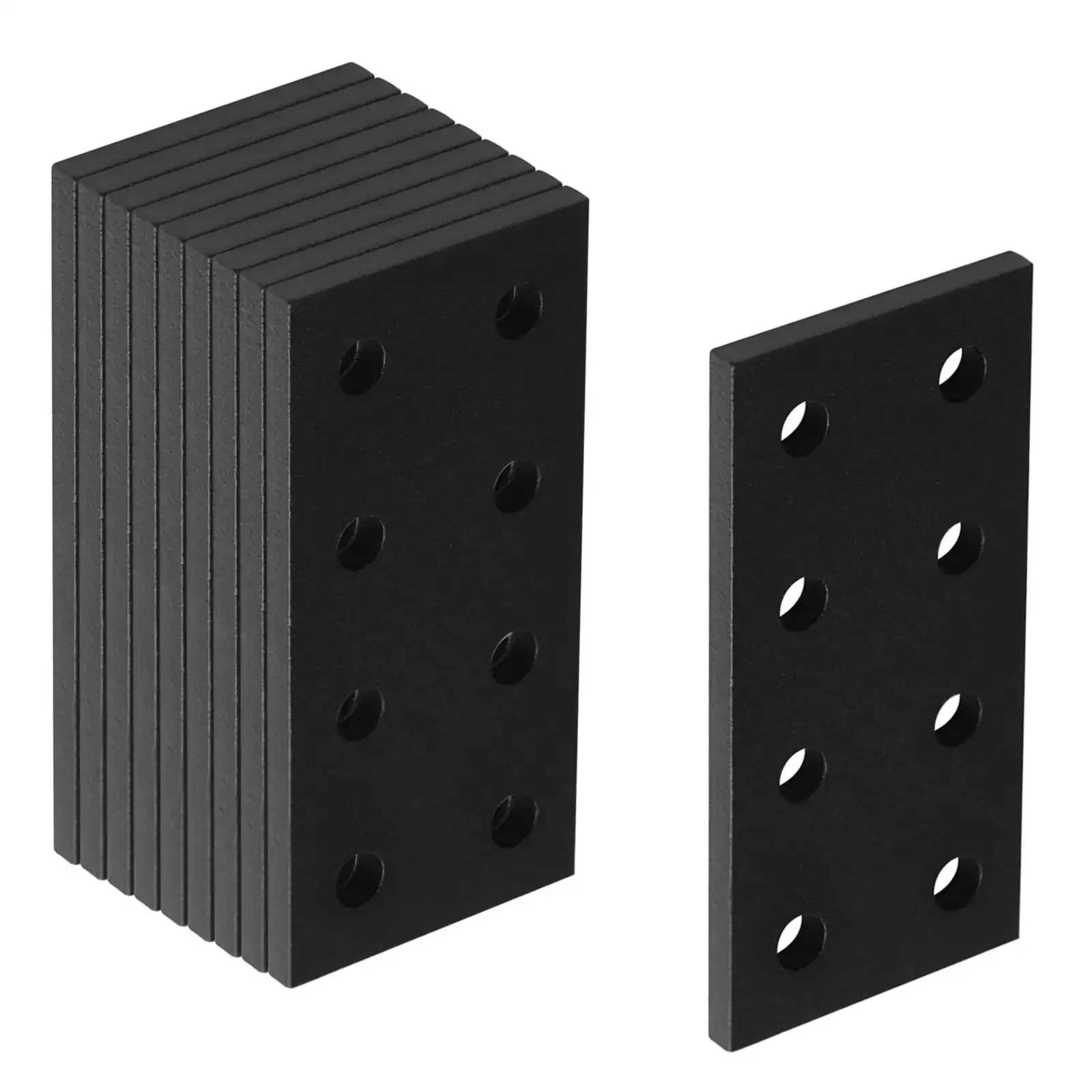 Ten Pack Flat Joining Plates for 2020 and 2040 T Slot Aluminum Profiles, Eight Hole 20 Series Straight Plates Black, Four Millimeter Thick, Built For Metric Aluminum Framing And No Fuss Easy Install With Size Ten Screws - Image 2